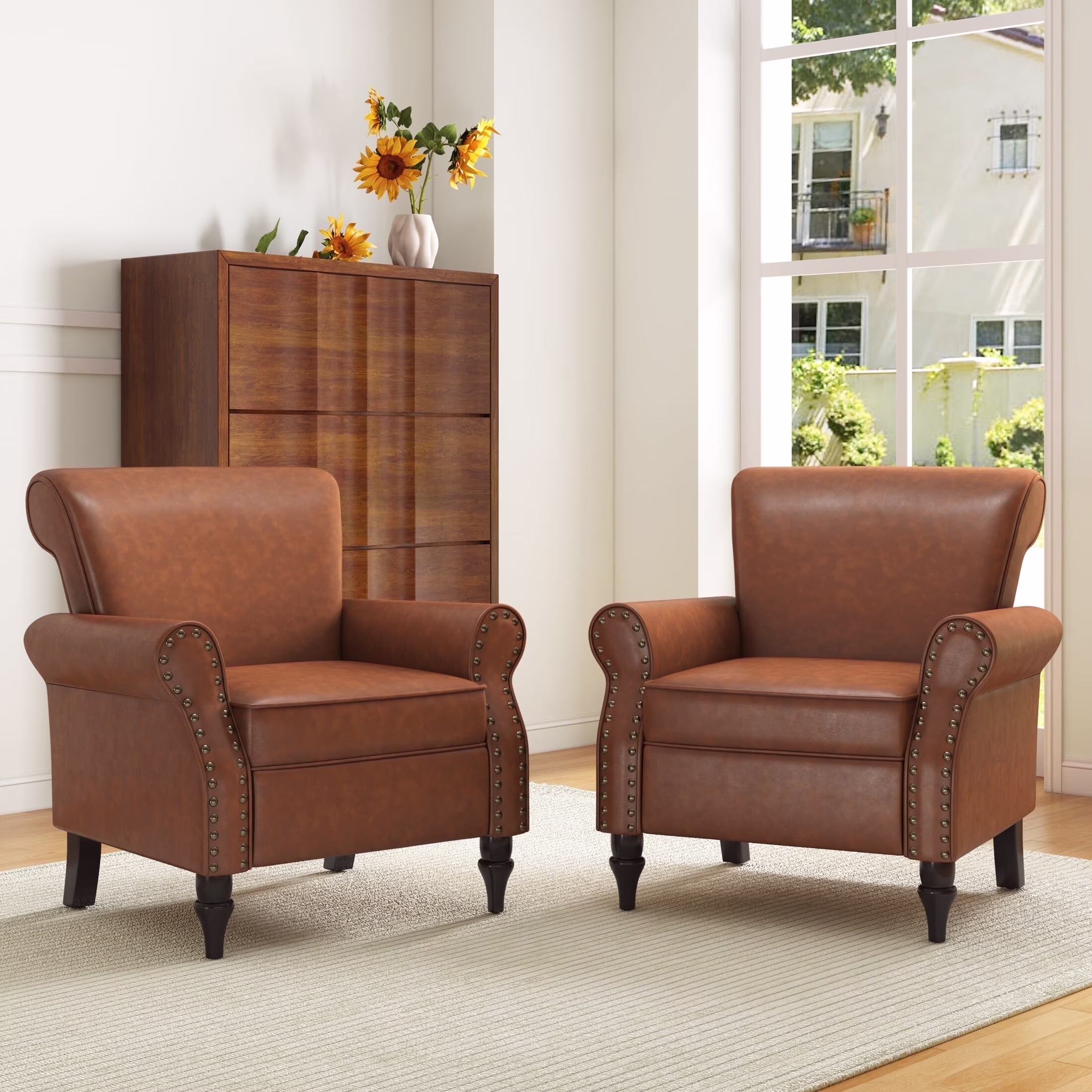 DREAMSIDEA Accent Chairs Upholstered Pattern Morden Armchair Comfy Linen Fabric Single Sofa for Living Room, Pattern White - Image 10