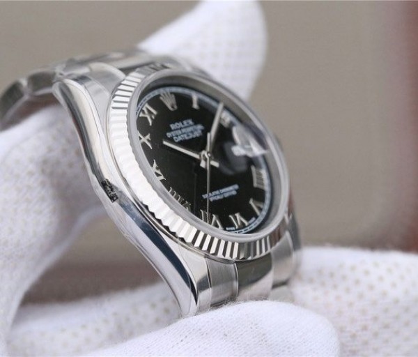 Replica Rolex DateJust 36mm SS 116234 ARF Black Dial Roman Markers 904L Oyster Bracelet SA3135 - Elite Watch Atelier
