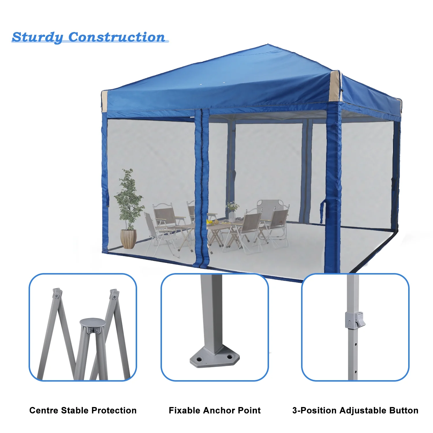 Aoodor 12'x12' Pop Up Canopy with Removable Mesh Sidewalls, Outdoor Portable Instant Shelter Tent-Black - Image 12