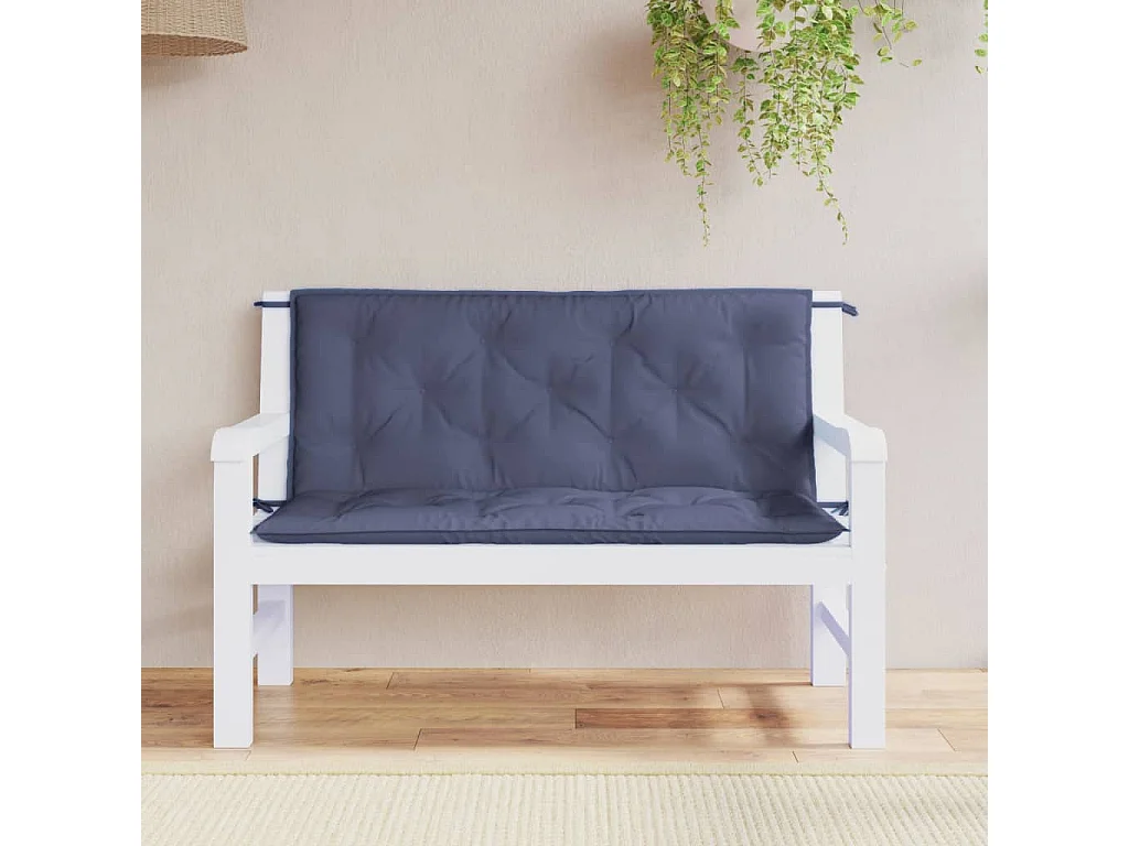 Coussins de banc de jardin lot de 2 bleu marine 120x50x7 cm