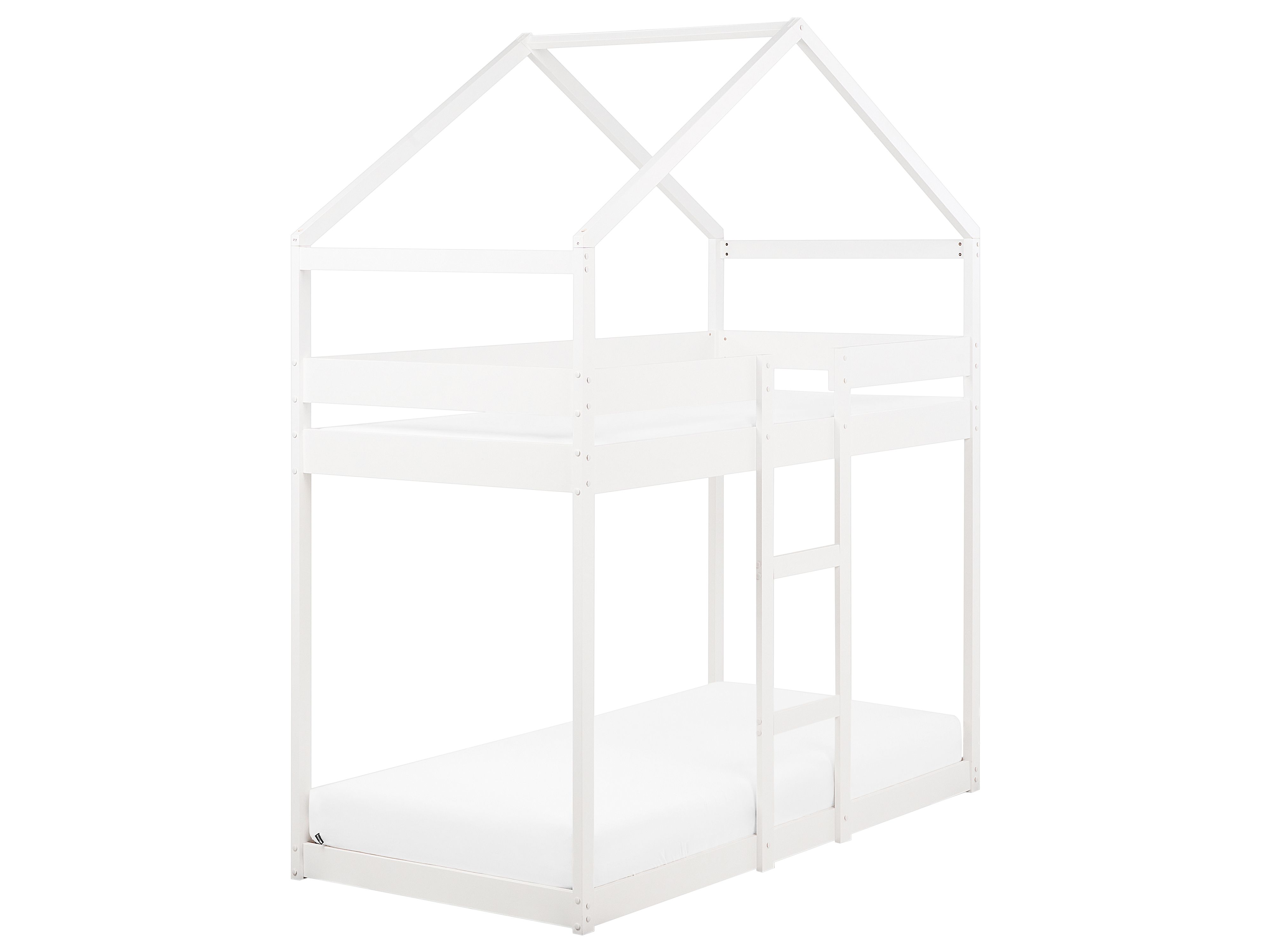 Bunk Bed House Pine Wood LABATUT 90 x 200 cm (EU Single) White