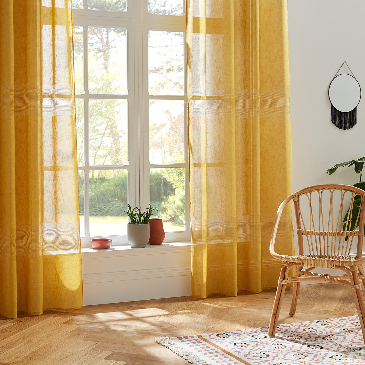Sheer Curtain "Sab" Mustard yellow, 140x240 cm