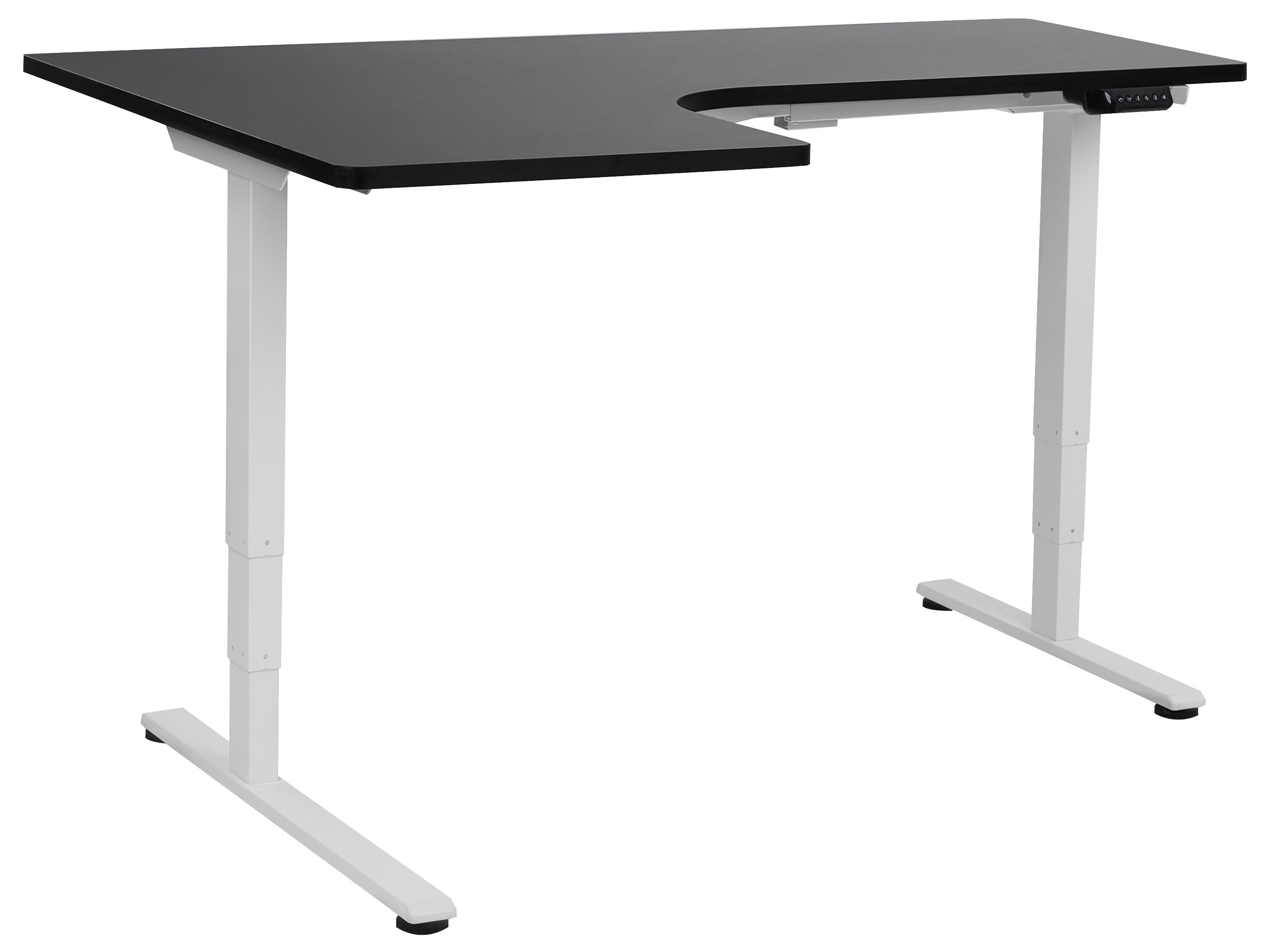 Electric Adjustable Corner Desk DESTINES Black/ White 160 cm 109 cm Left Hand