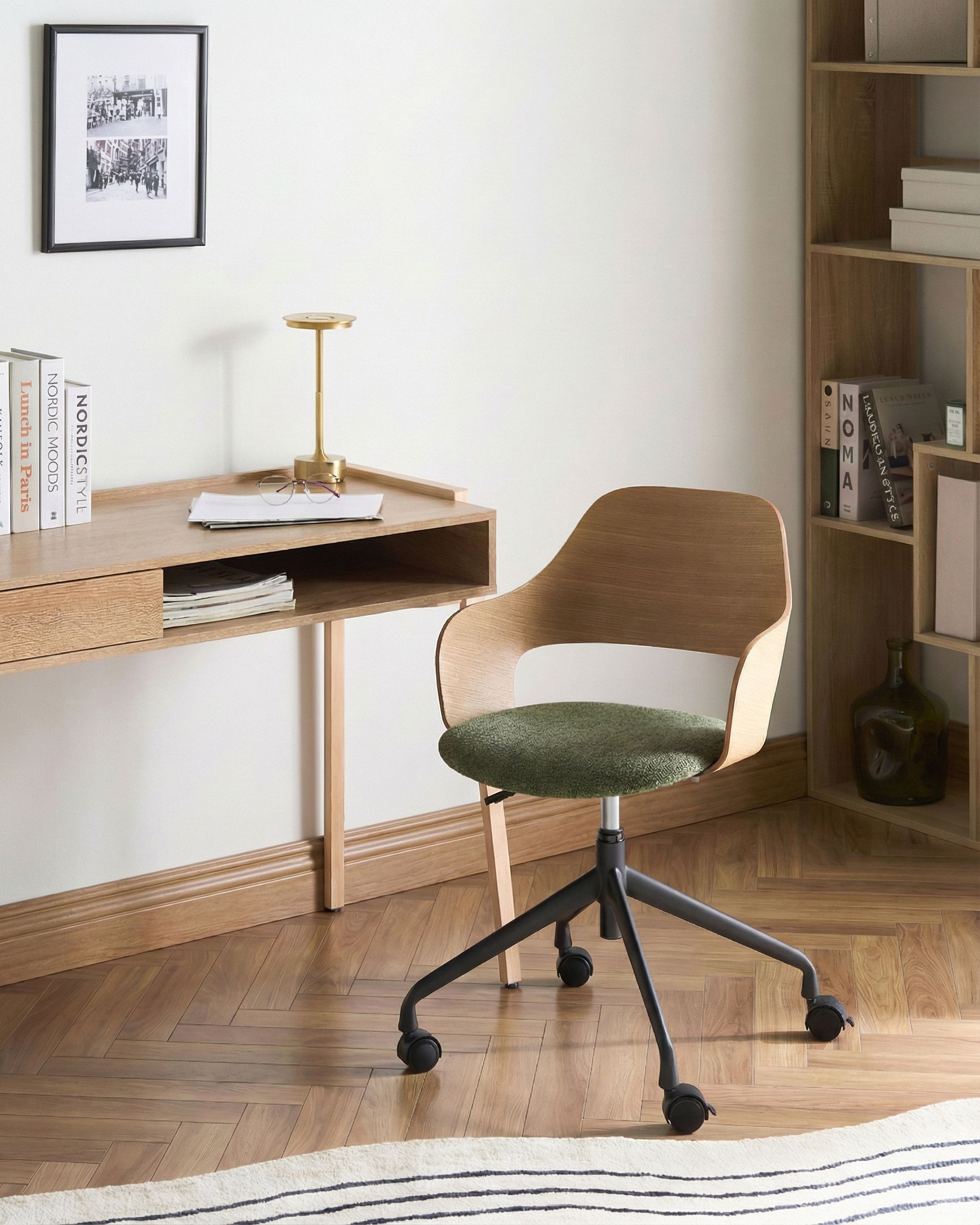 Desk Chair NOVATO Faux Linen Green