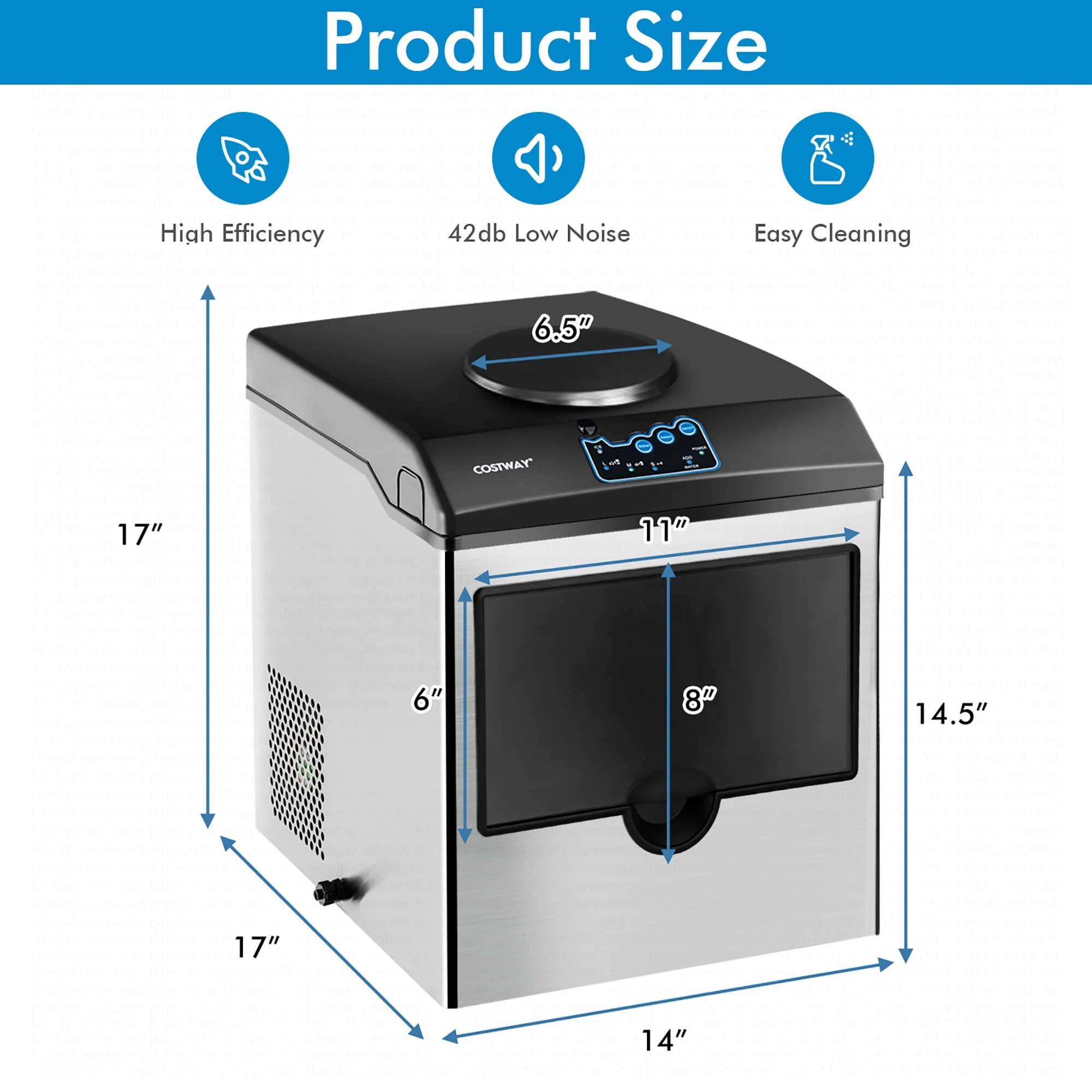 Costway 2-in-1 Stainless Steel Countertop Ice Maker Water Dispenser 48Lbs/24H w/ Scoop - Image 3