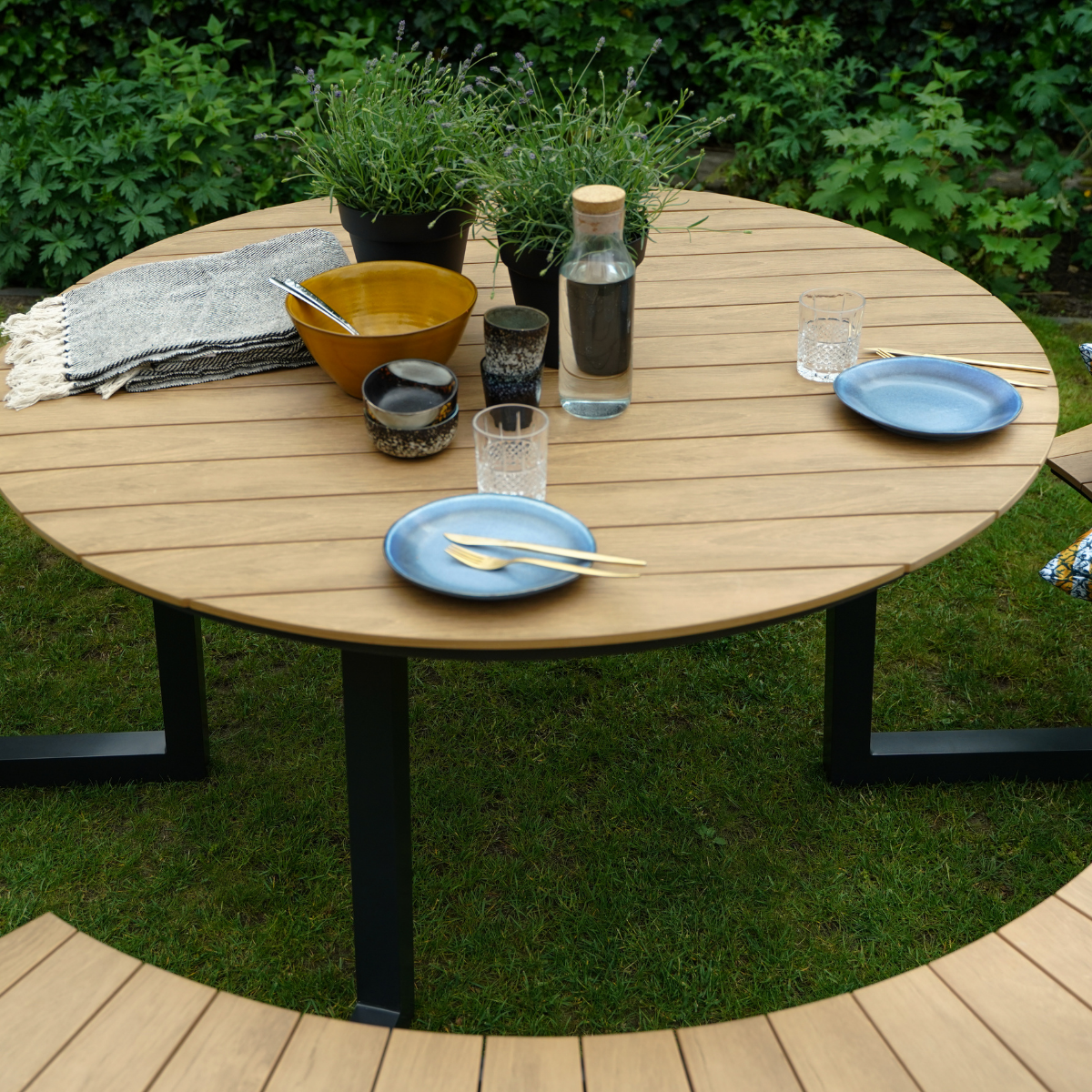 Lesli Living Arezzo picknickset rond polywood teaklook