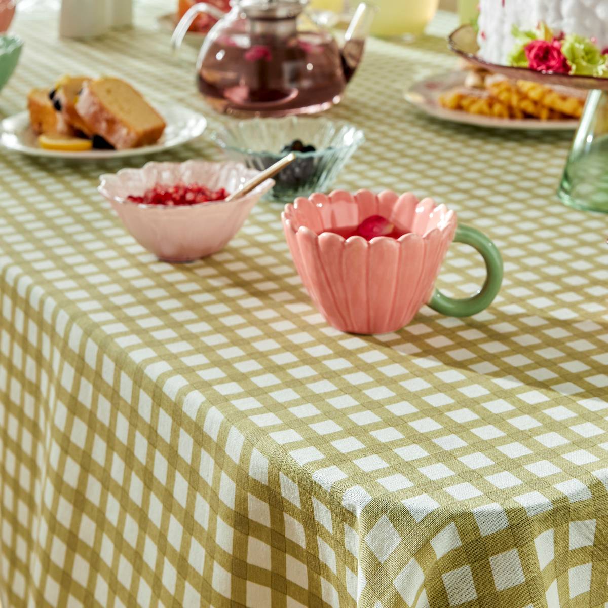 Tablecloth "Rose Flower" 250x150 cm, Light Green