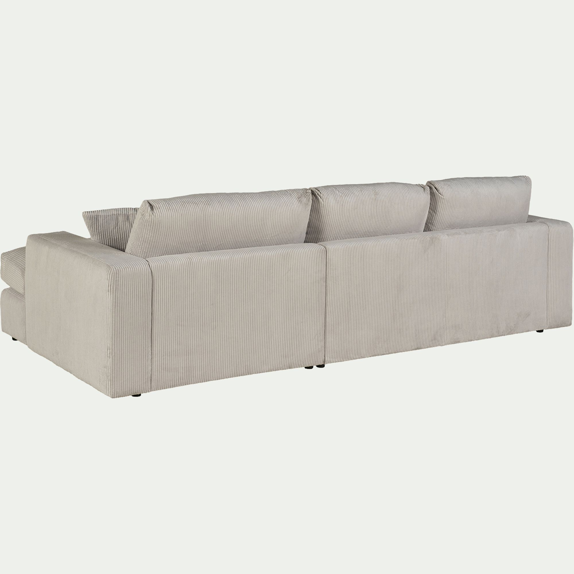 PIUMA - Canapé petit angle gauche fixe en velours côtelé sastel - beige roucas
