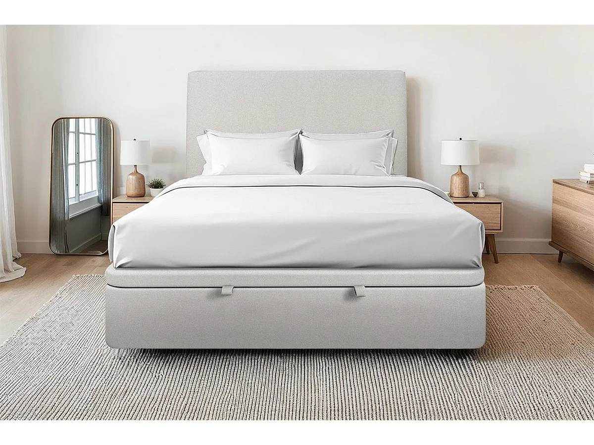 Sommier Coffre Velours Gris clair 200x200 H39cm