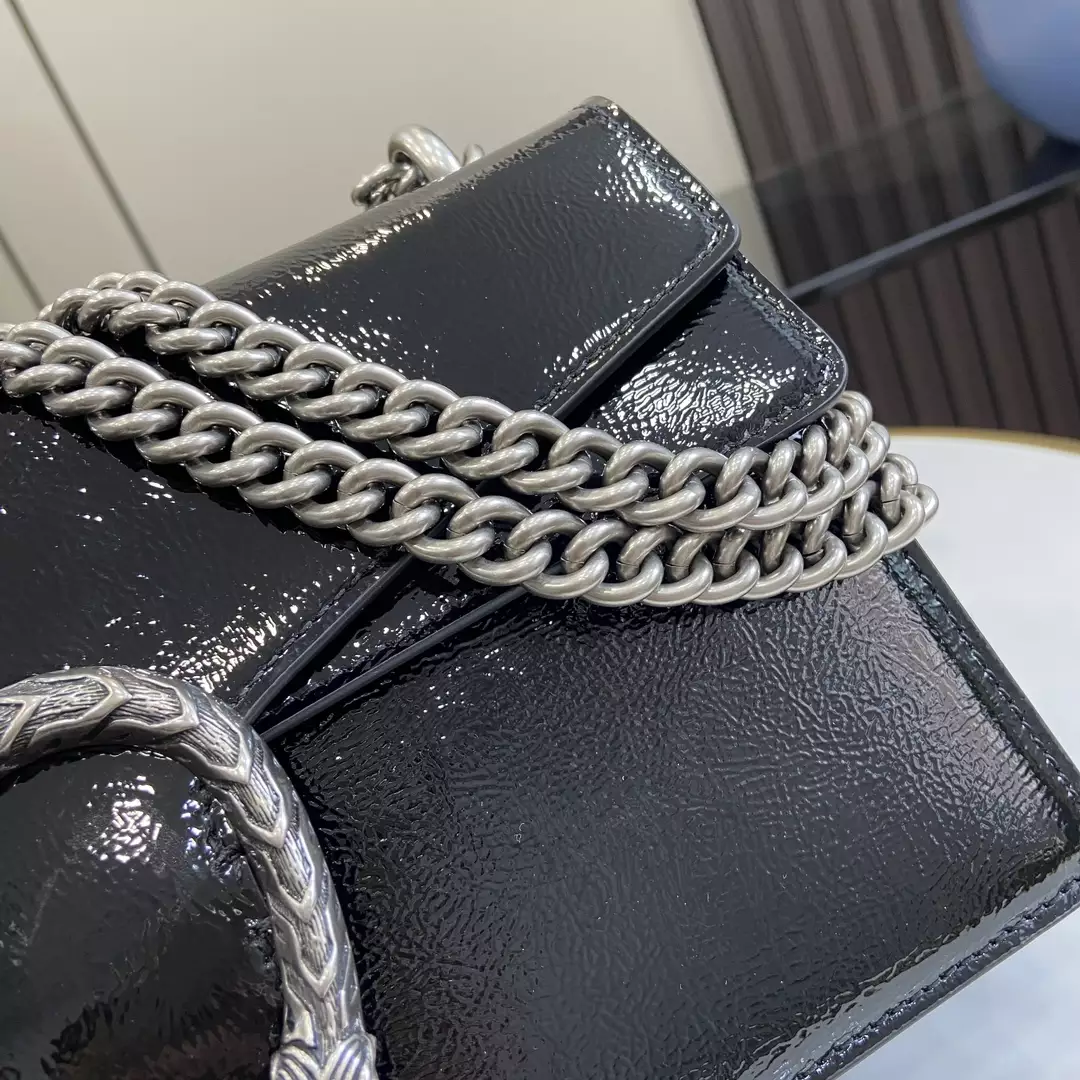 Dionysus Small Shoulder Bag in Black Patent Leather1:1High-quality replica