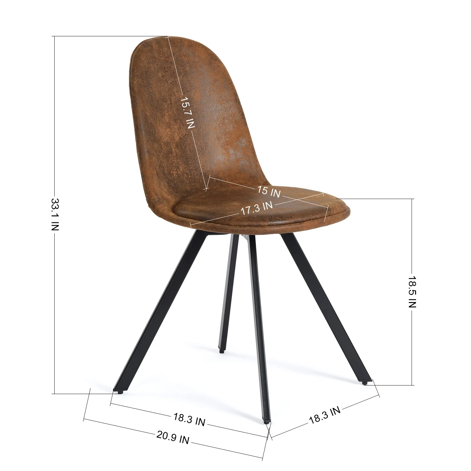 Homylin Swivel Desk Chairs, Set of 4, Suede Ergonomically Upholstered Modern Mid-Century Style Living Room Desk Chairs, Brown