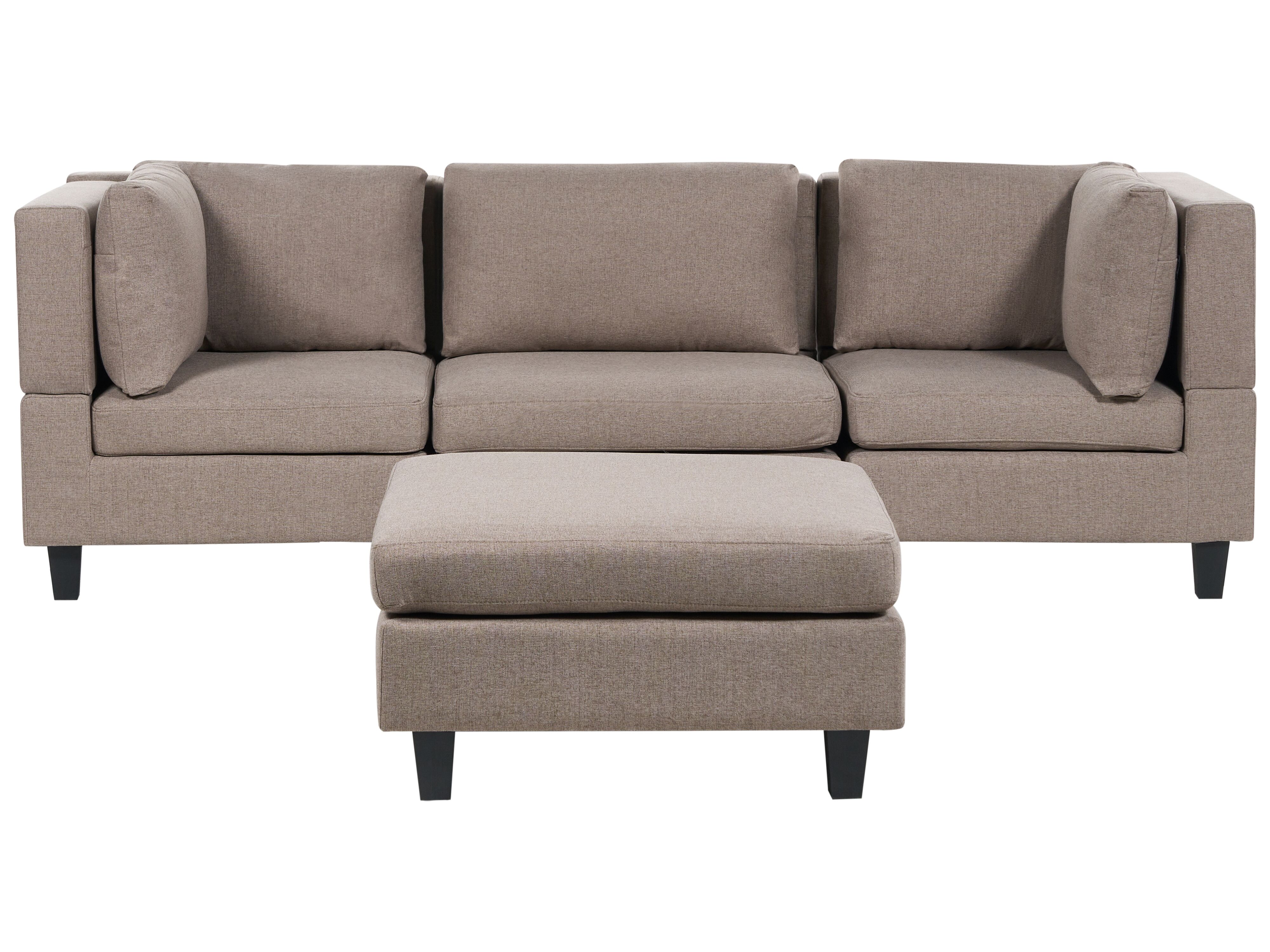 Modular Sofa 3 Seater UNSTAD Fabric Brown with Ottoman