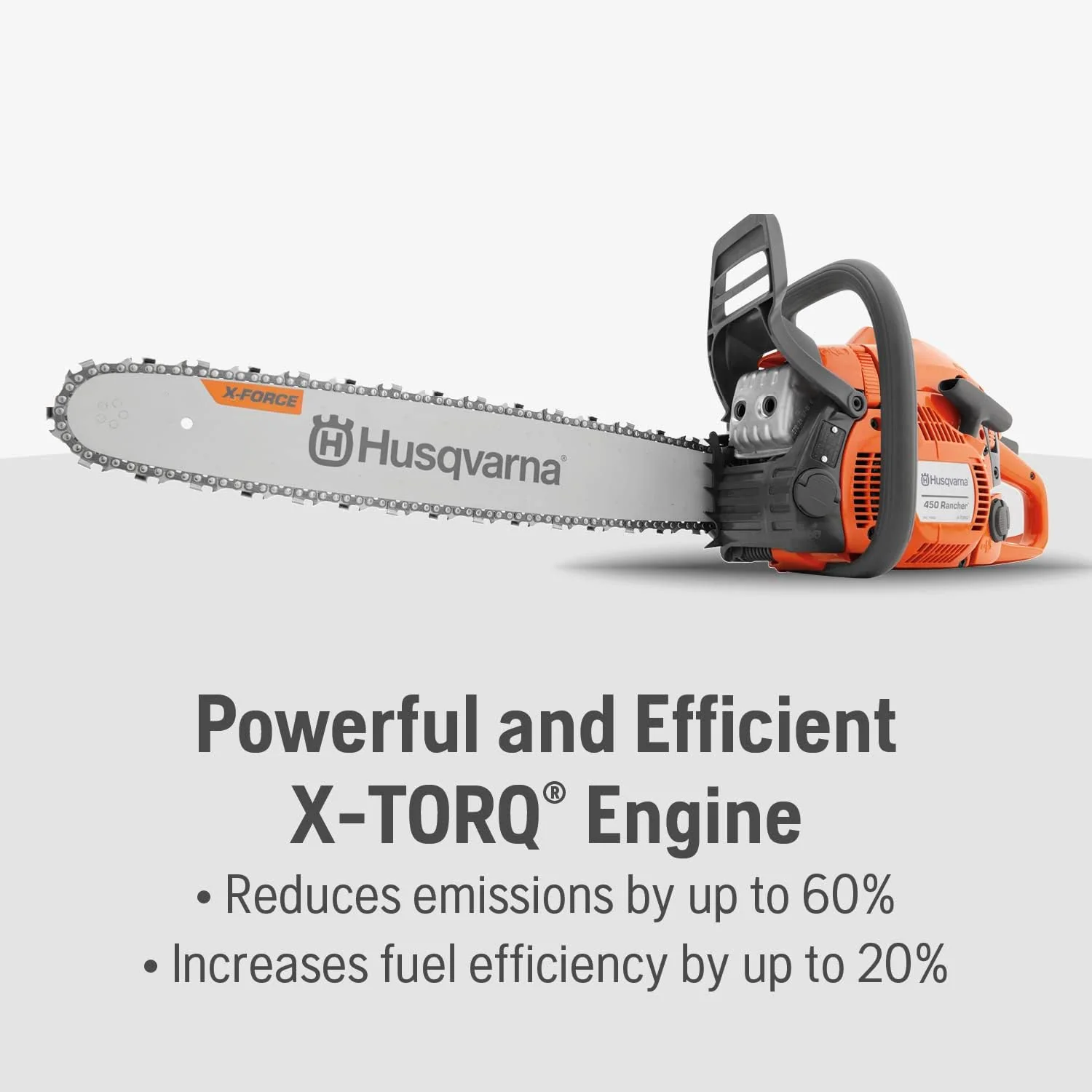 Husqvarna 450 Rancher 20 Inch Gas Chainsaw, 50.2-cc 3.2-HP 2-Cycle X-Torq Engine - 970613120 - Image 3 Husqvarna 450 Rancher 20 Inch Gas Chainsaw, 50.2-cc 3.2-HP 2-Cycle X-Torq Engine - 970613120 - Image 3