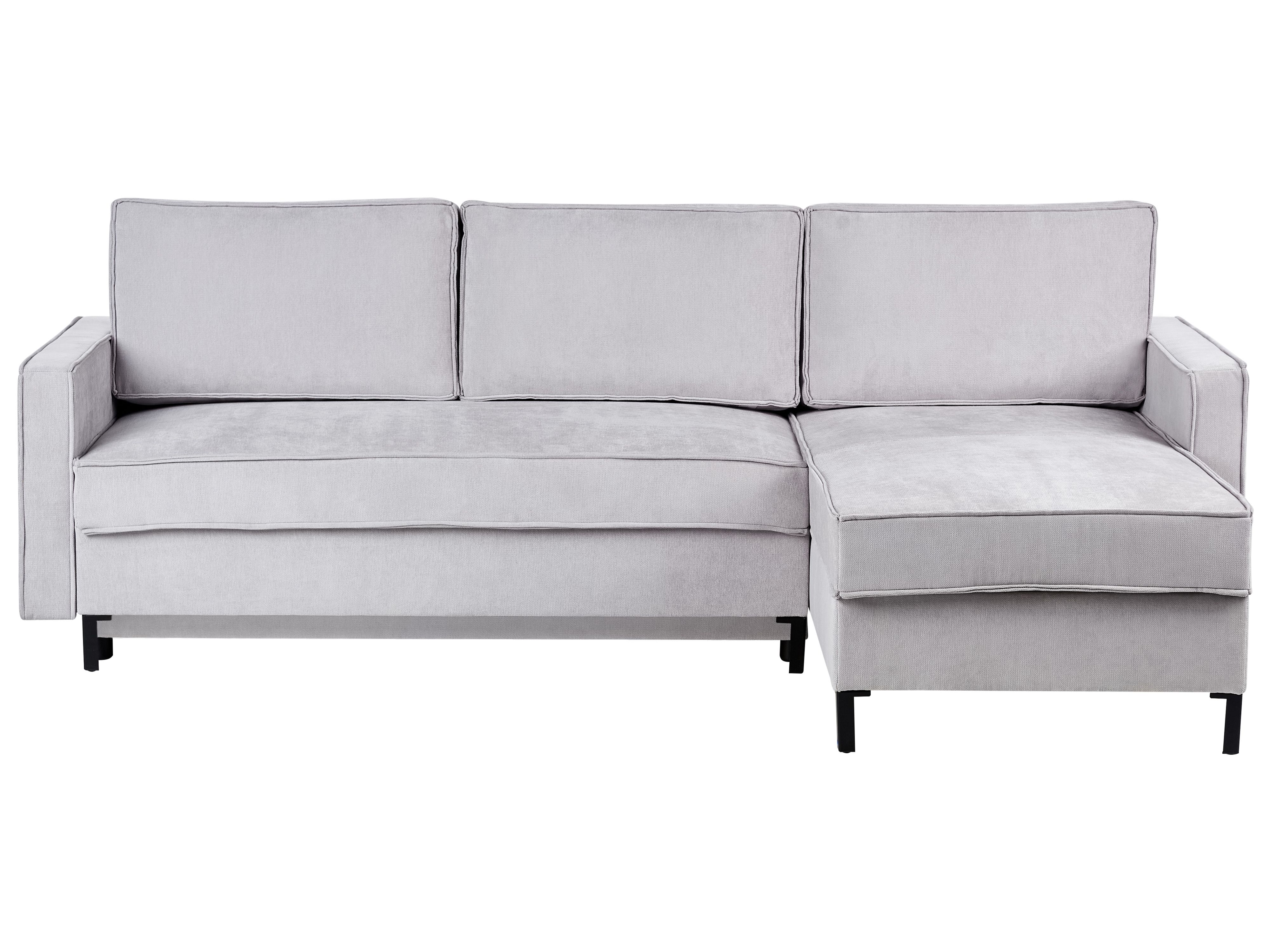 Corner Sofa Bed 3 Seater TEJN Fabric Light Grey with Storage Left Hand