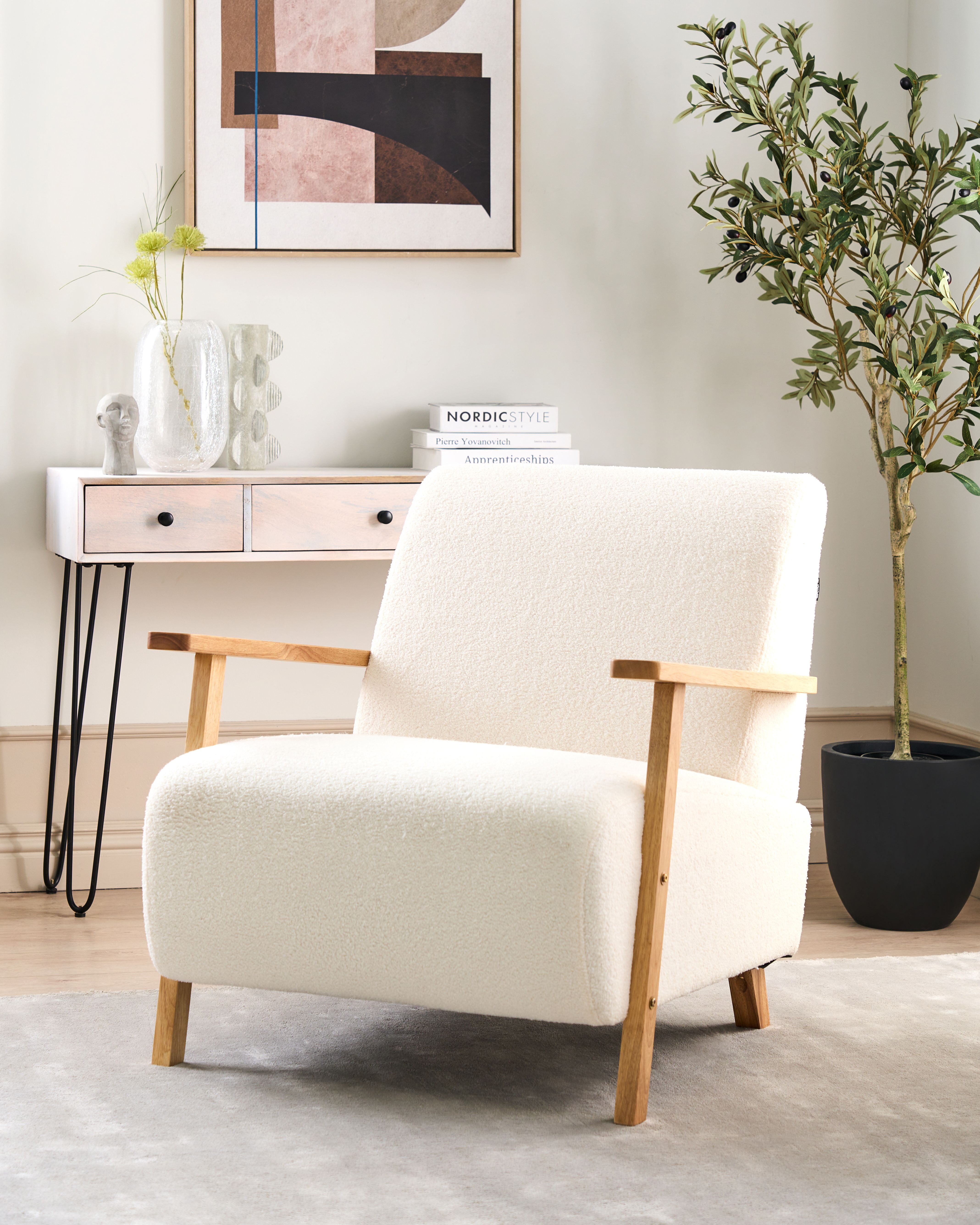 Armchair LESJA Boucle Light Beige