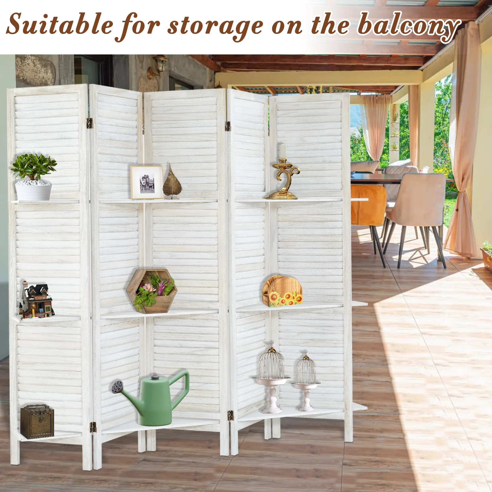 6-Panel Room Divider with Shelves5.6ft Tall Folding Privacy Screen Panels, Room Divider Wall, Divider for Room Separation, Room Divider ShelvesEffectively Block SightNatural - Image 26