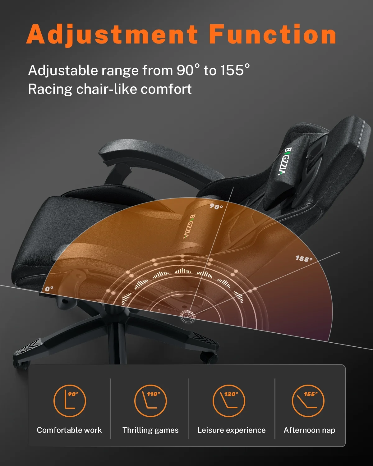 Bigzzia Gaming Chair with Footrest, Gaming Chair for Adult with Headrest and Lumbar Support,Red - Image 39