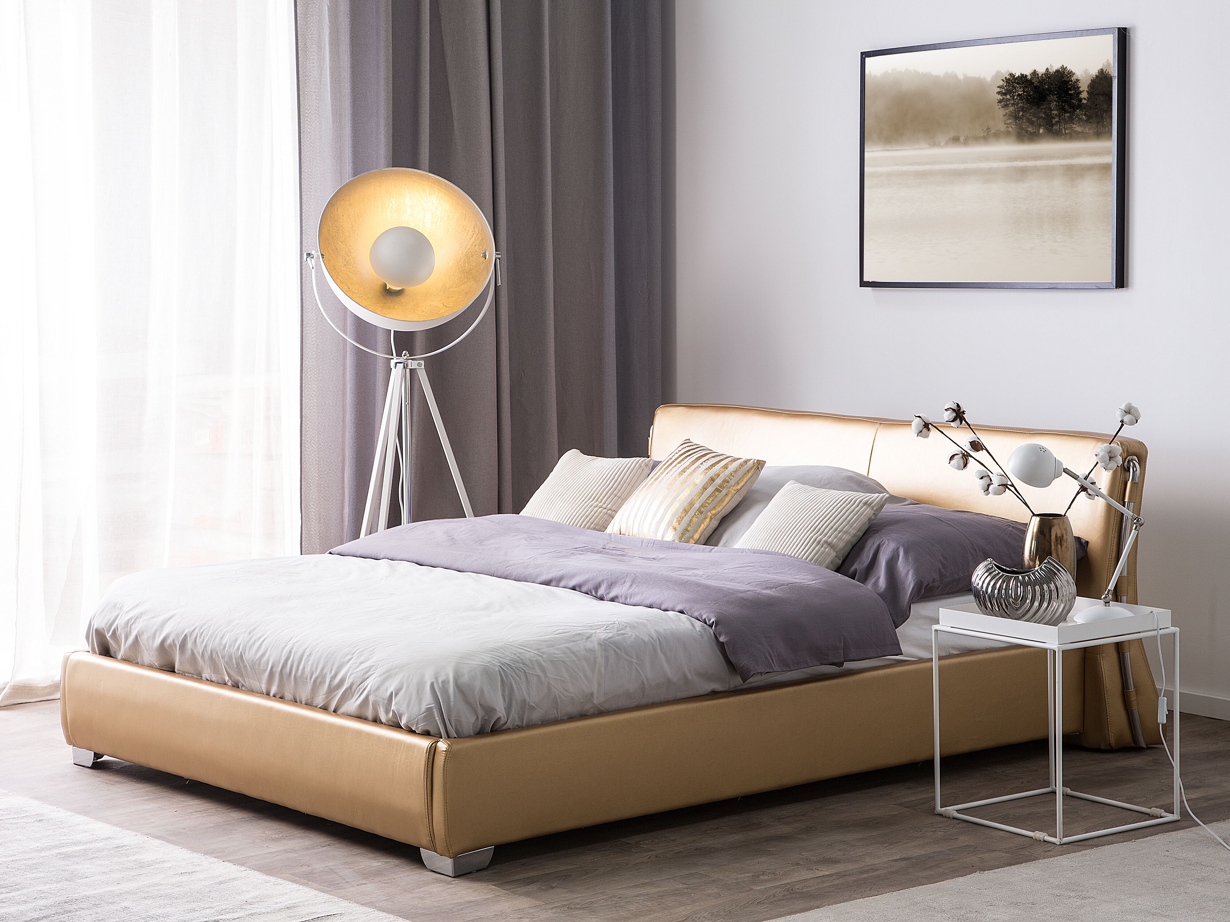 Bed Leather PARIS 180 x 200 cm (EU Super King) Gold