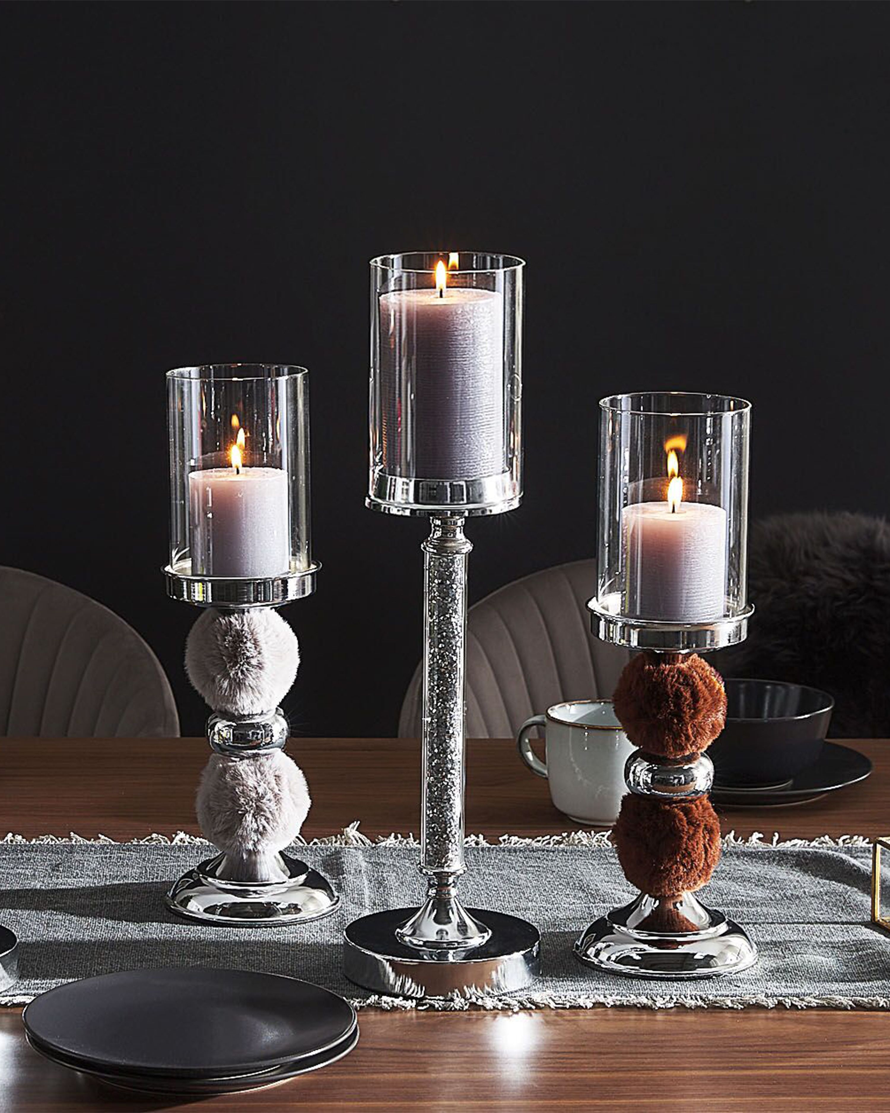 Candle Holder PADRE Glass 38 cm Brown