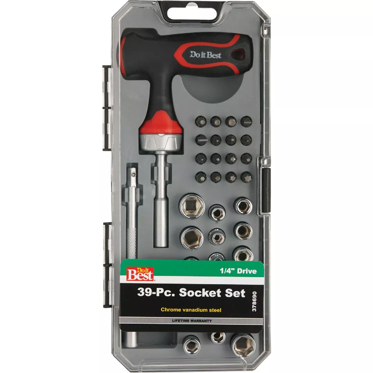 Do it Best Standard/Metric 1/4 In. Drive 6-Point Shallow Socket Set (39-Piece)