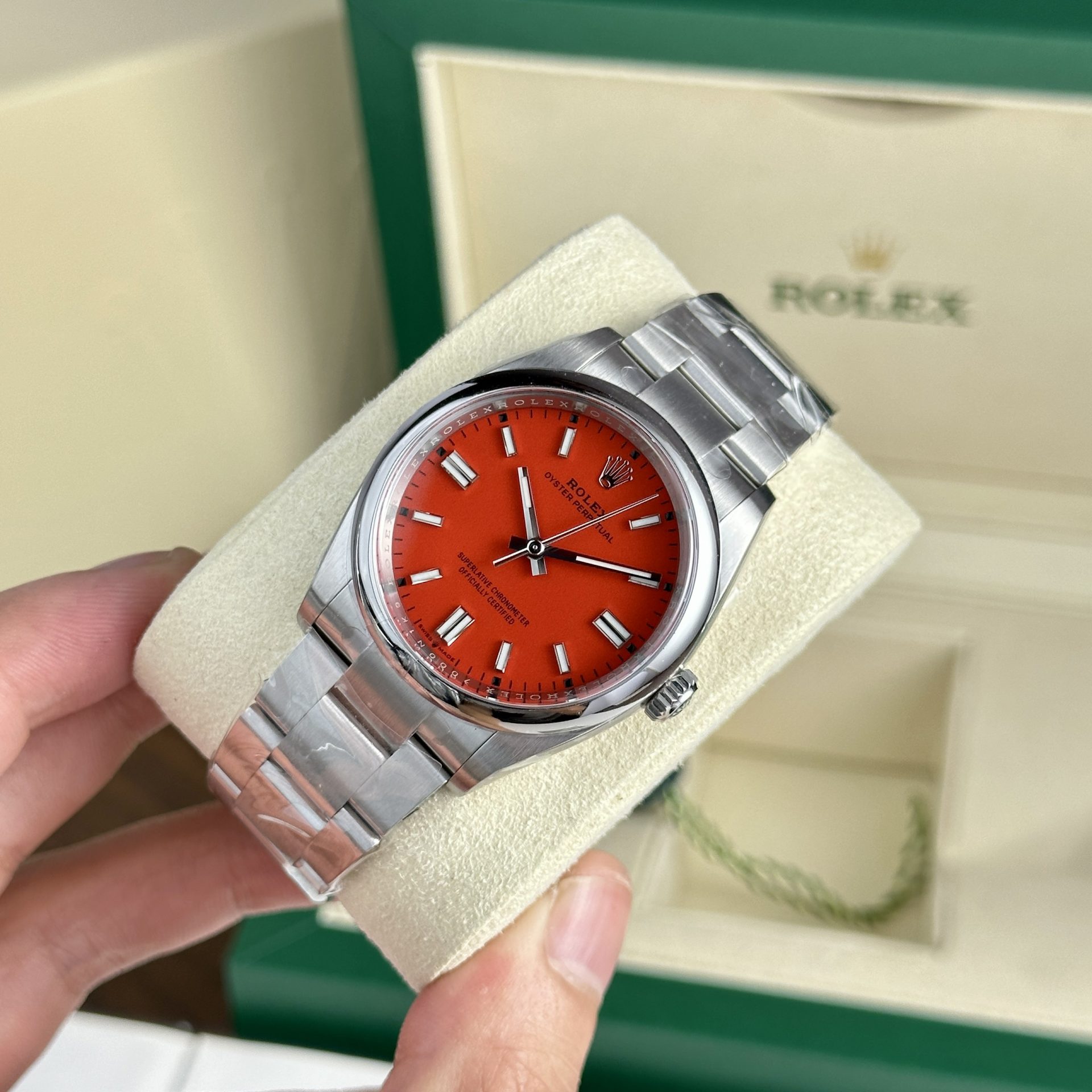 Rolex Replica Watch Oyster Perpetual 126000 Red Dial Clean Factory 36mm - Elite Watch Atelier