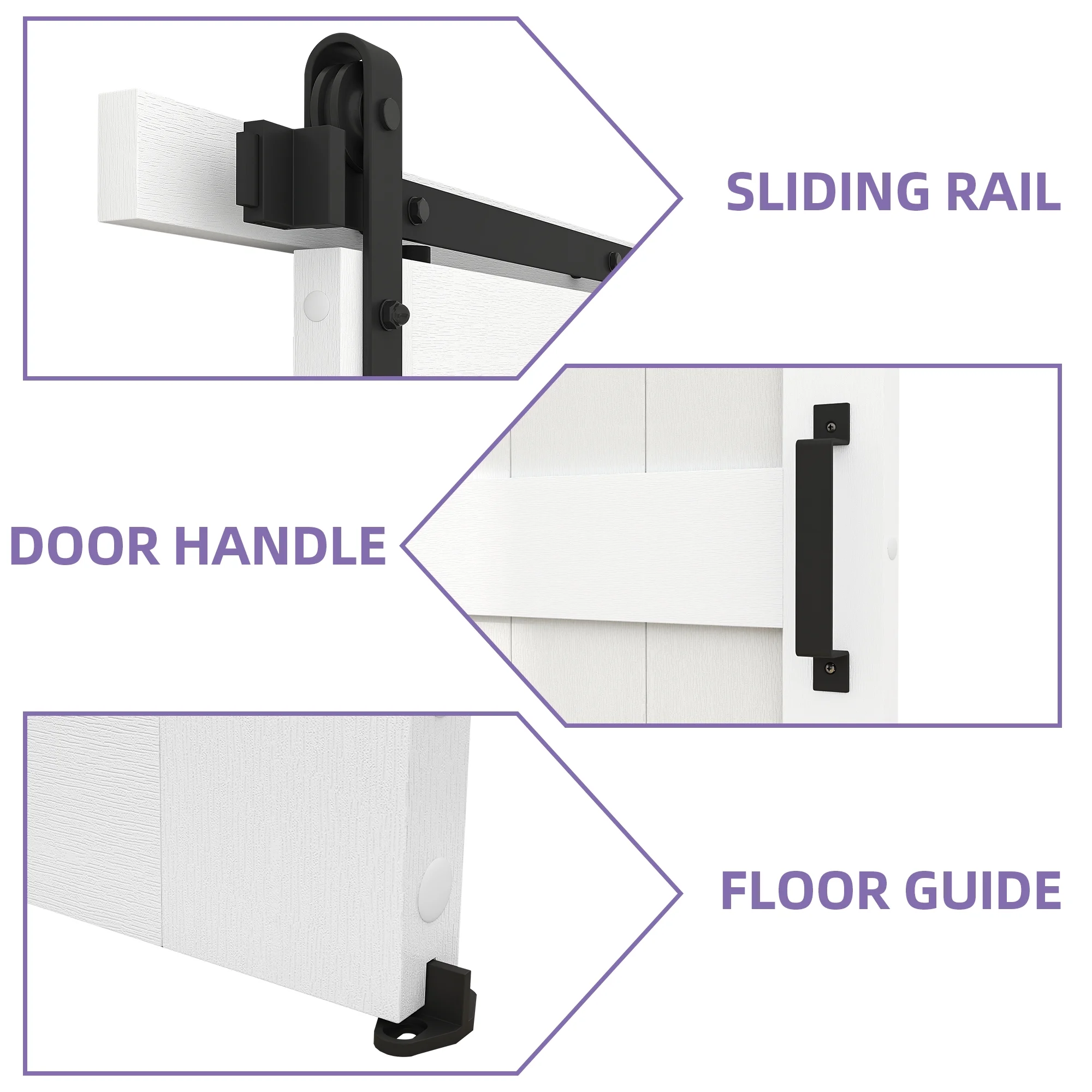 Uforic 48" x 84" Silding Barn Door,with Hardware Kit Rail,and Handle,Pulleys, Gray - Image 22