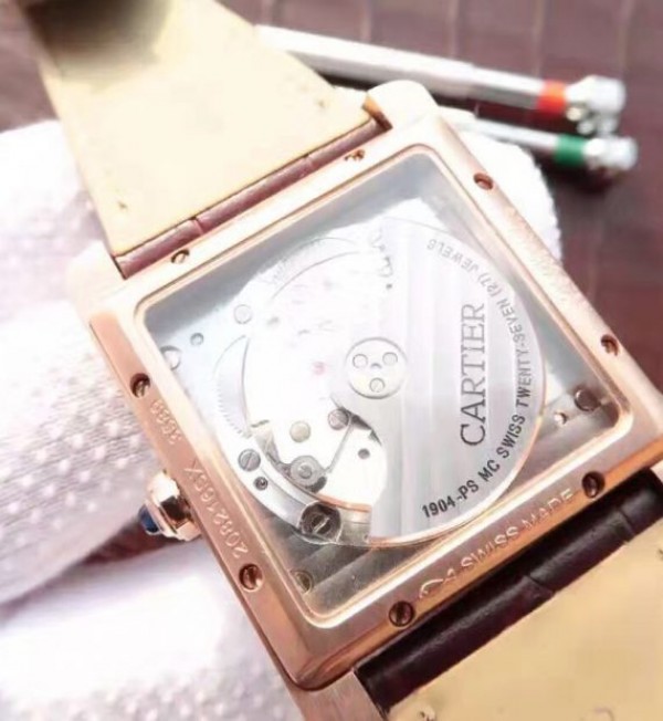 Replica Cartier Tank MC RG Brown Dial RG Mark Brown Leather Strap - Top club