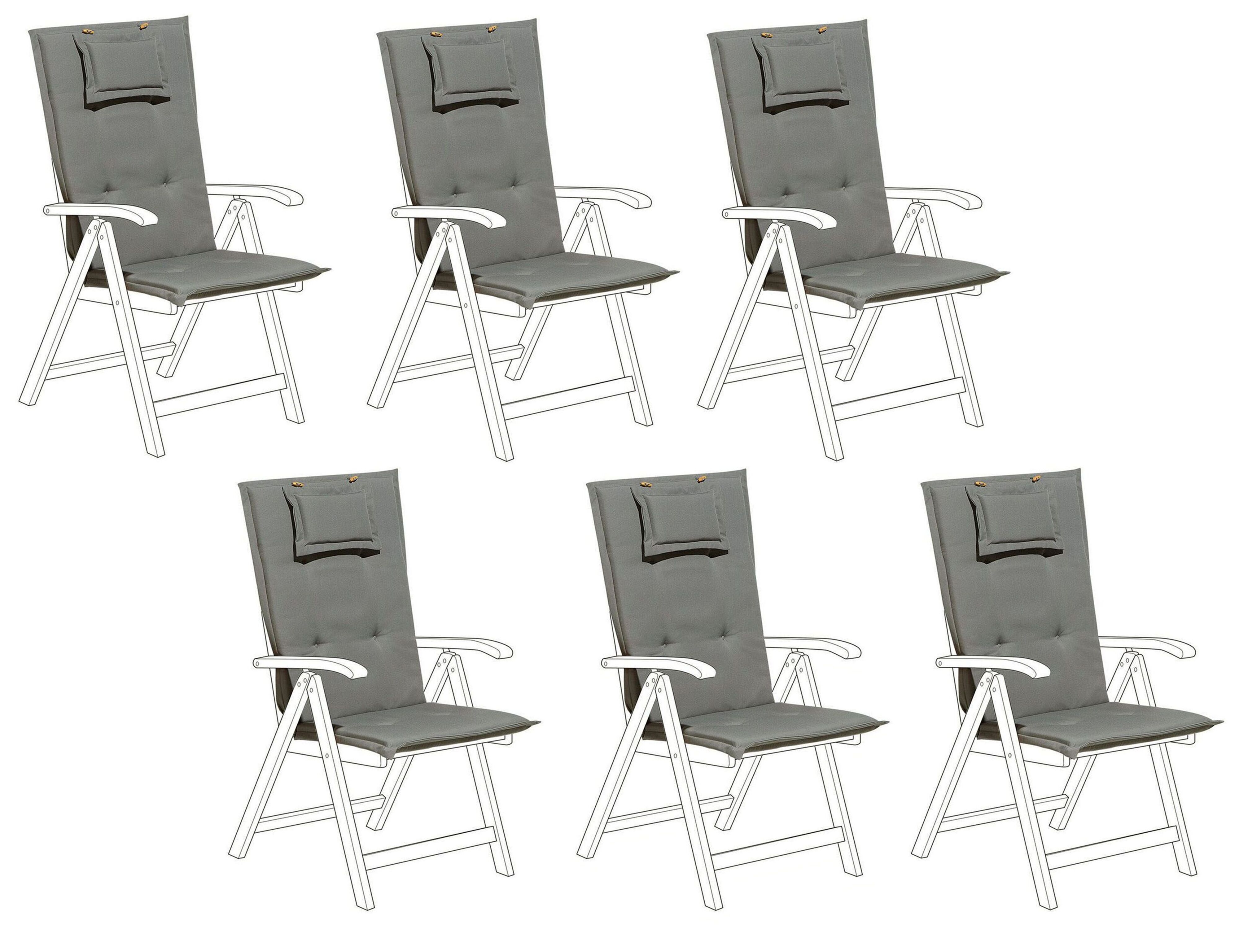 Set of 6 Back/Seat Cushions JAVA/AMANTEA 50 x 70 cm Grey