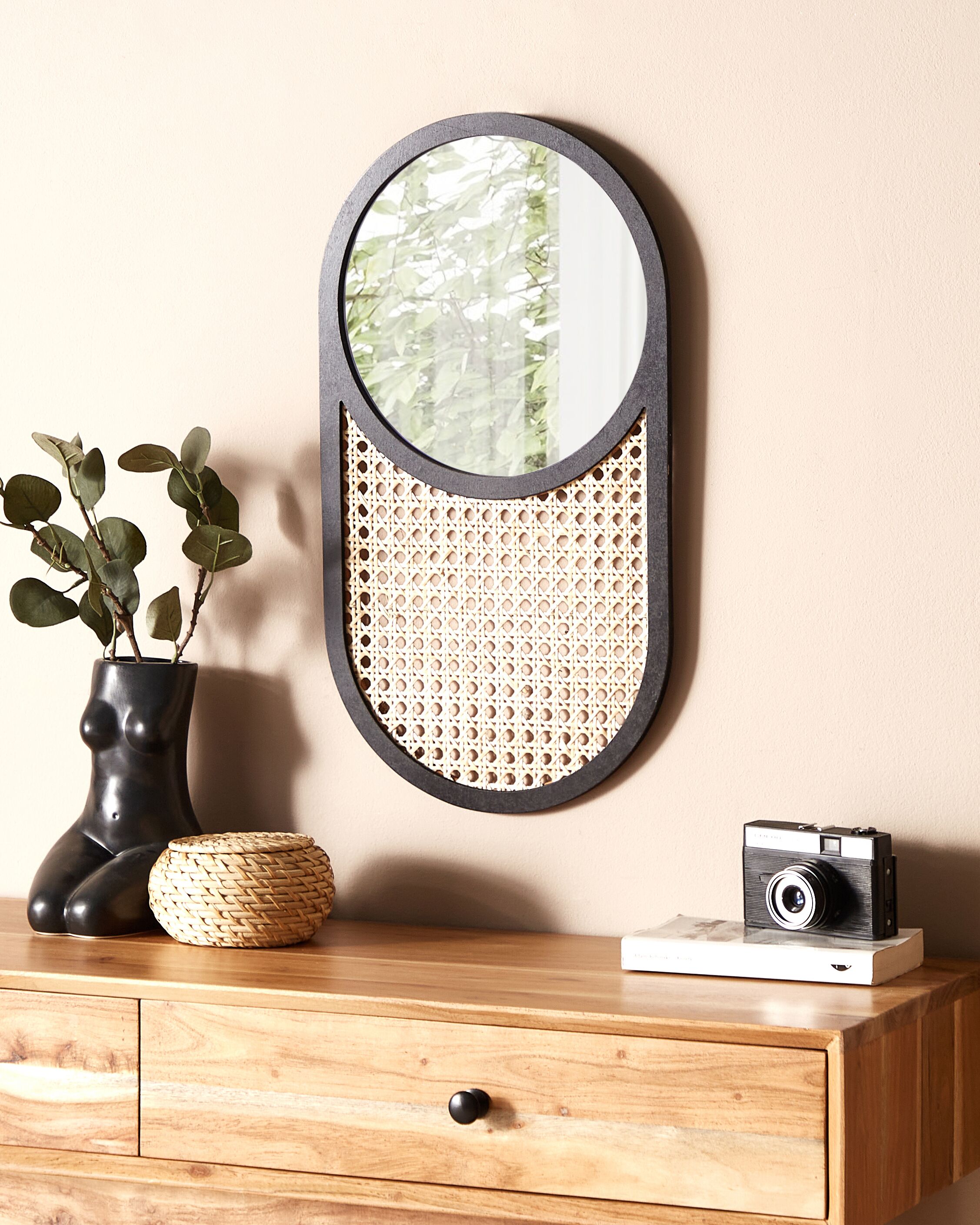Wall Mirror BALEAL 30 cm 56 cm Rattan Natural