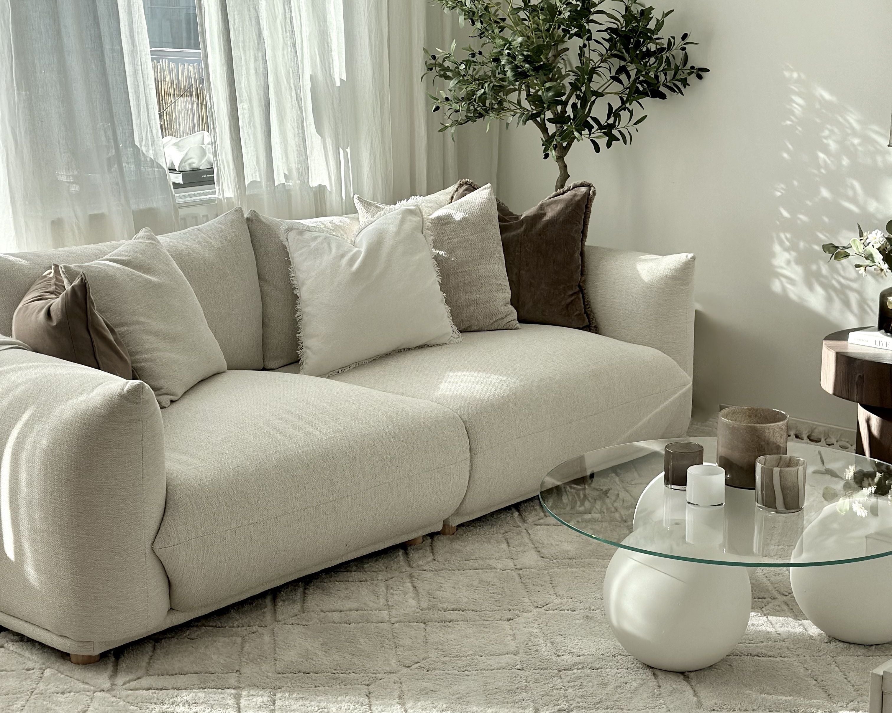 Sofa 3 Seater LUVOS Fabric Off-White