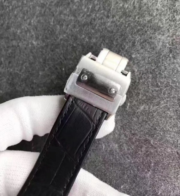 Replica Cartier Santos 100 33mm SS White Dial Black Leather Strap SEIKO NH05A - Top club
