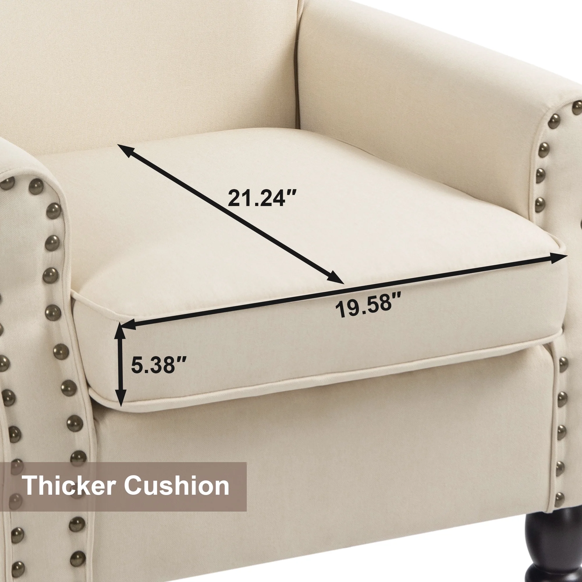 DREAMSIDEA Accent Chairs Upholstered Pattern Morden Armchair Comfy Linen Fabric Single Sofa for Living Room, Pattern White - Image 38