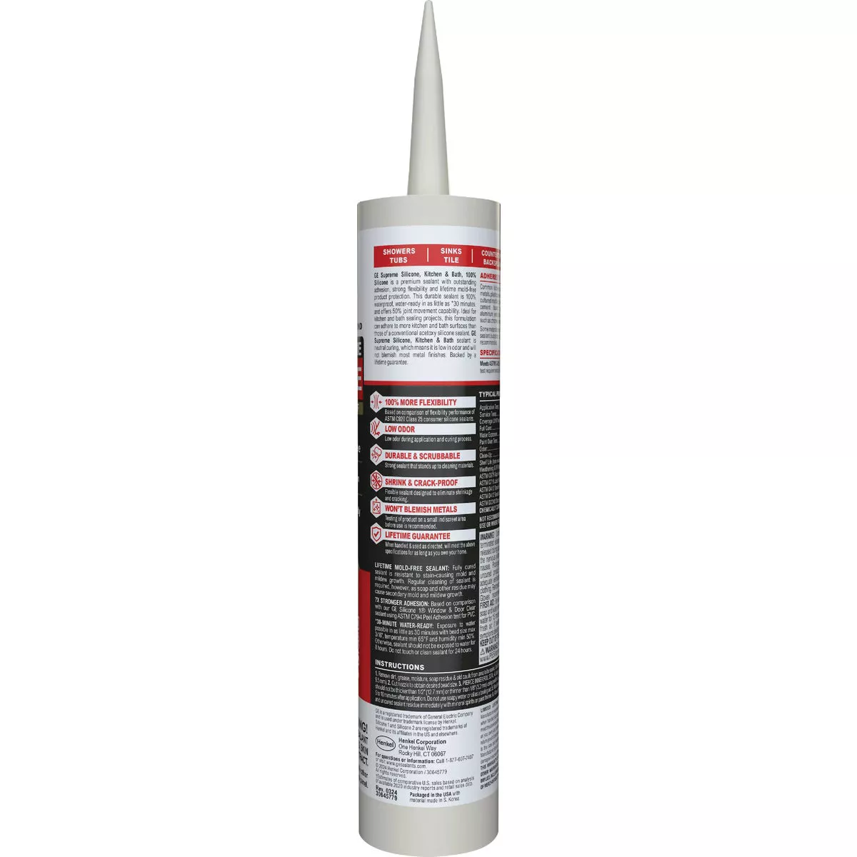 GE Supreme Silicone Kitchen & Bath Sealant, Almond, 10.1 Oz. Cartridge