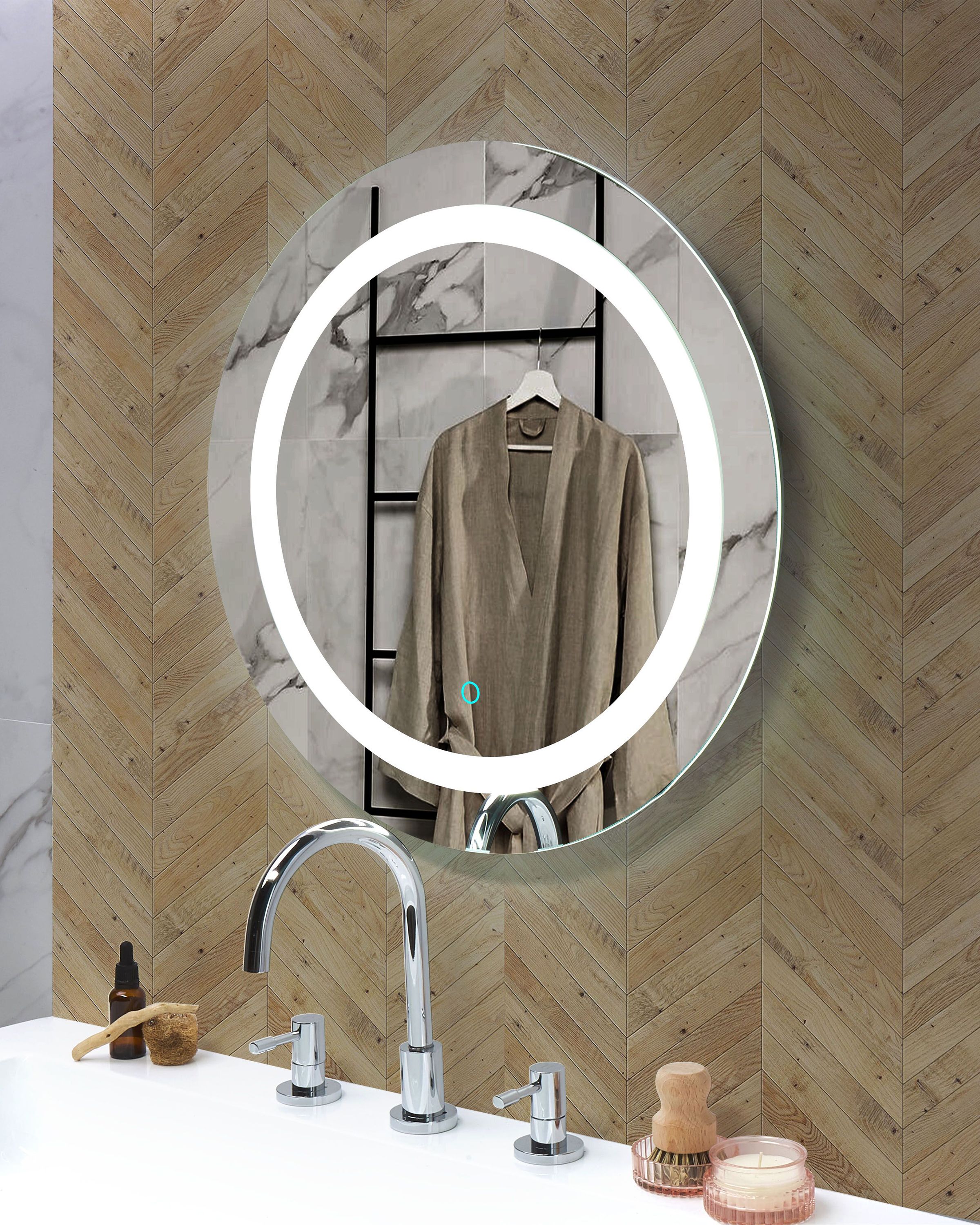 LED Bathroom Mirror SELUNE 58 cm 58 cm Silver