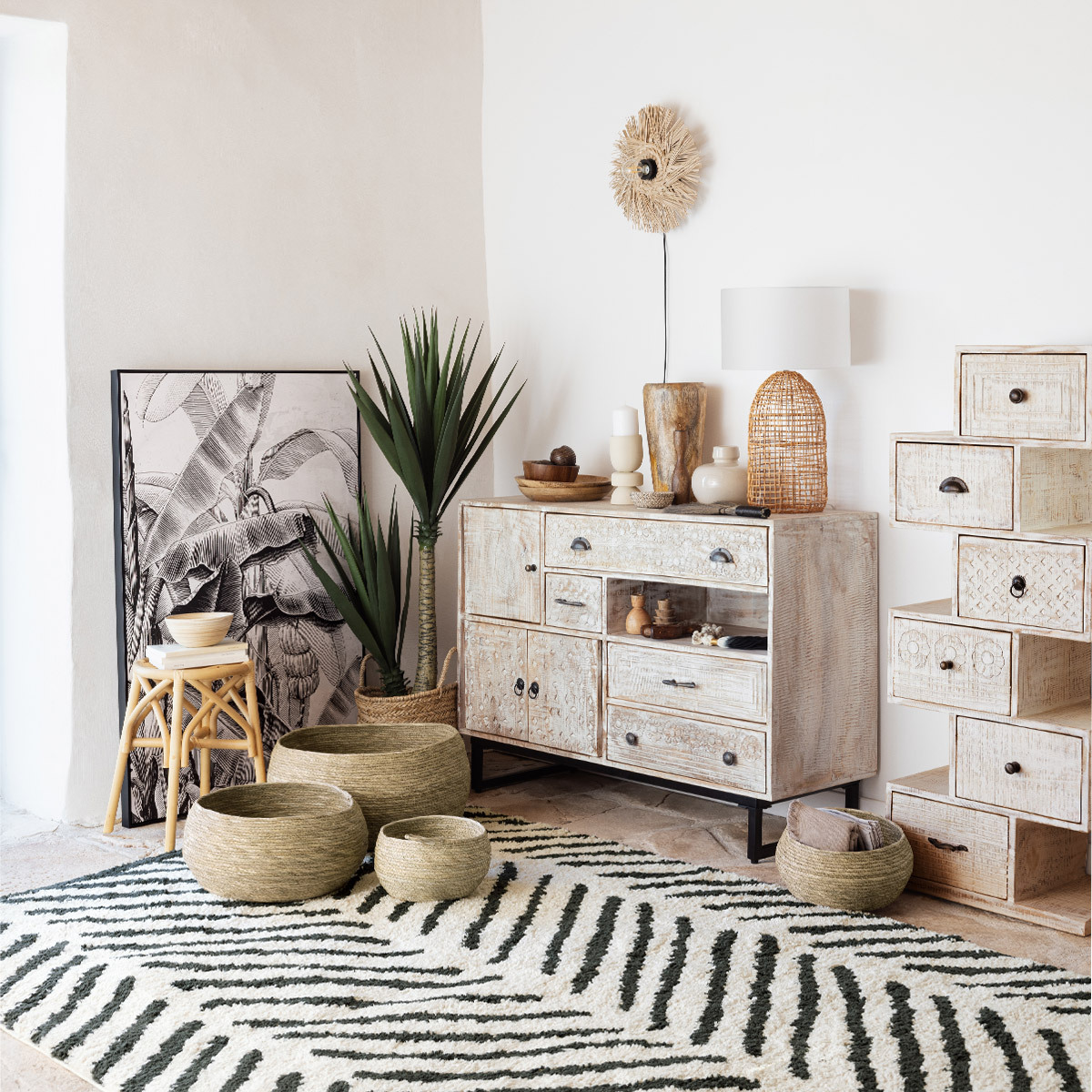 3-door Buffet "Ajay" Mango wood, 115x80 cm