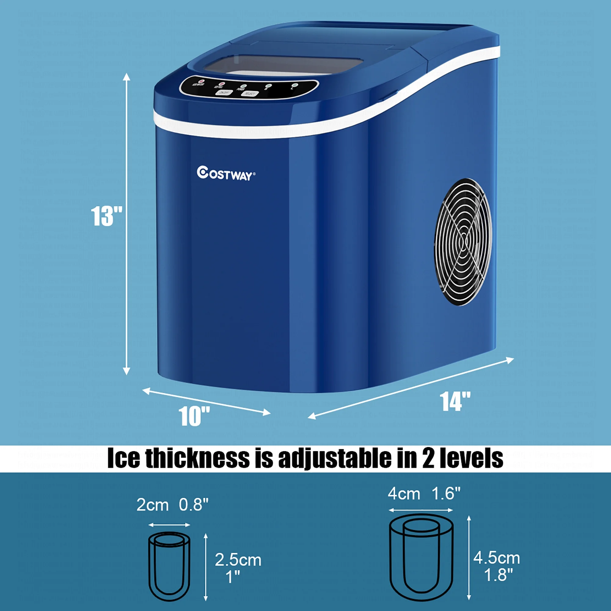 Costway Silver Portable Compact Electric Ice Maker Machine Mini Cube 26lb/Day - Image 23