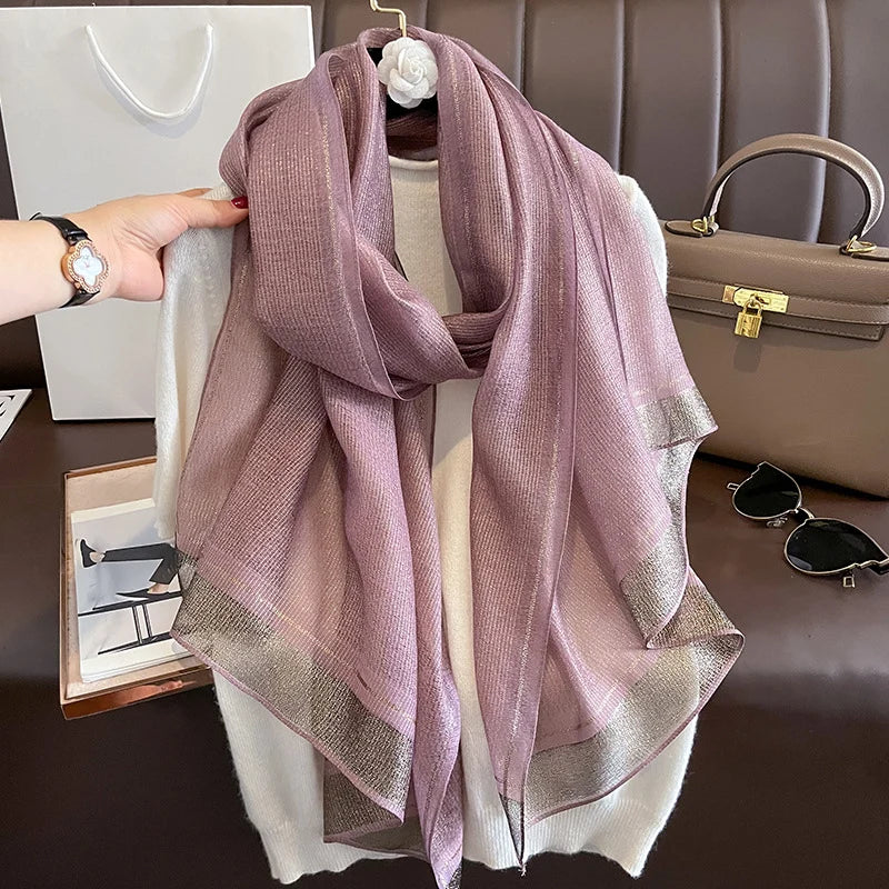 Luxe Zijde-Wollen Sjaal Dames - Warme Winter Wrap Met Bloemenprint