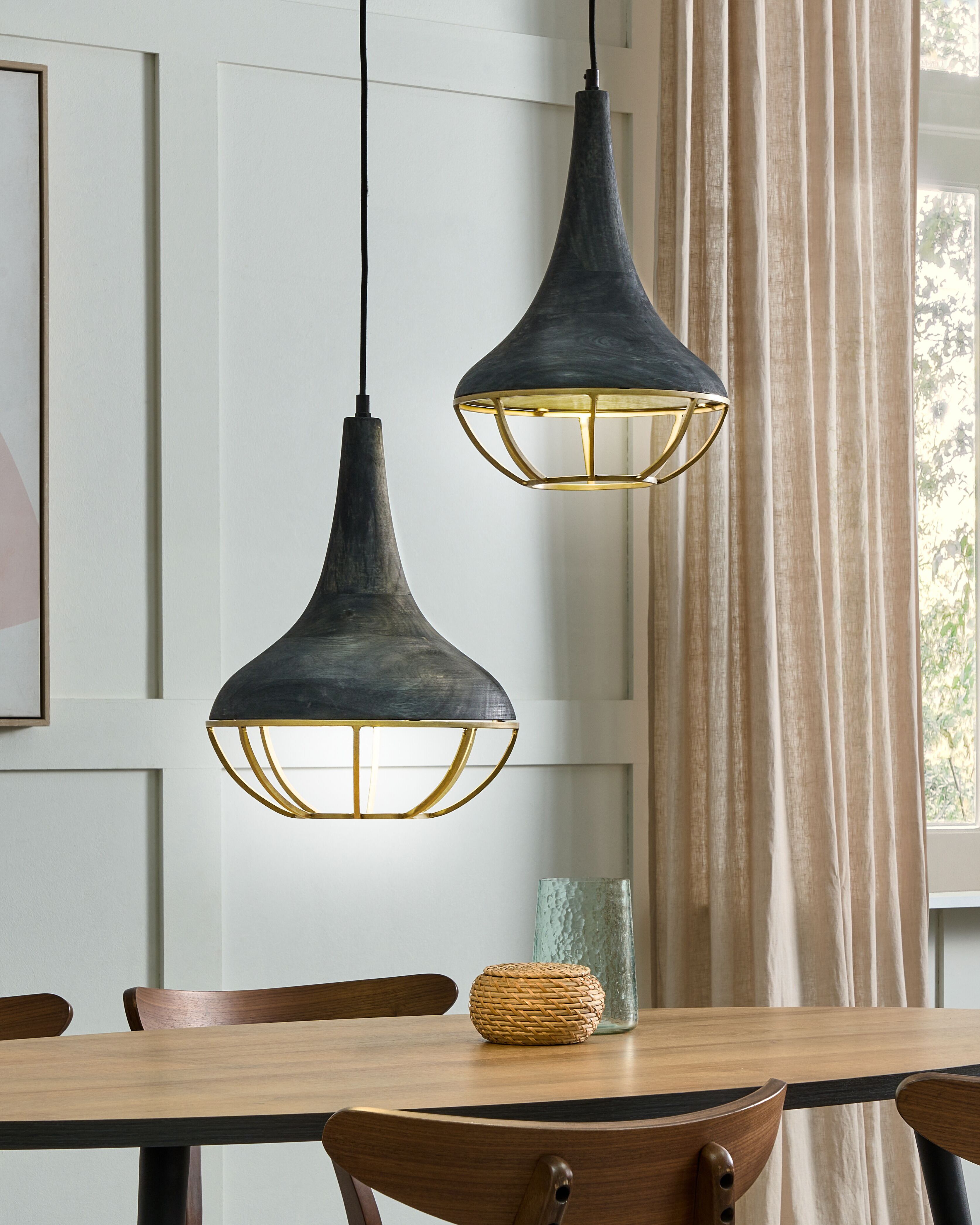 Pendant Lamp BAGMATI Mango Wood Black