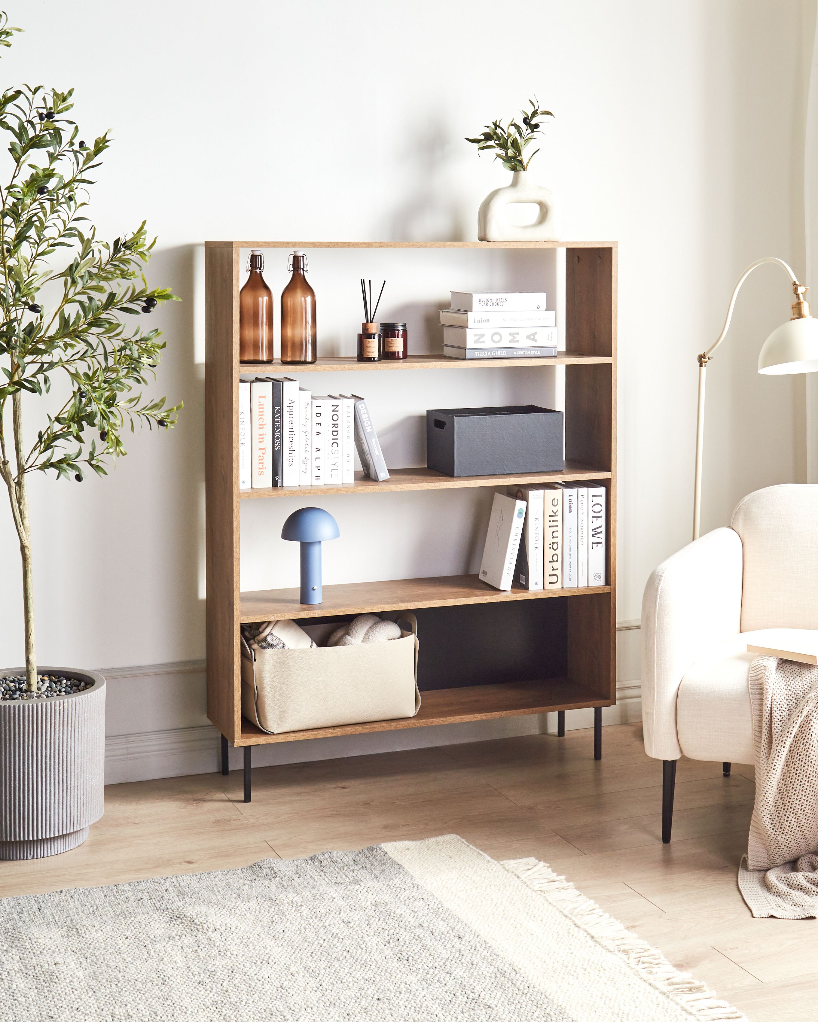 4 Tier Bookcase NANTON 140 cm Dark Brown