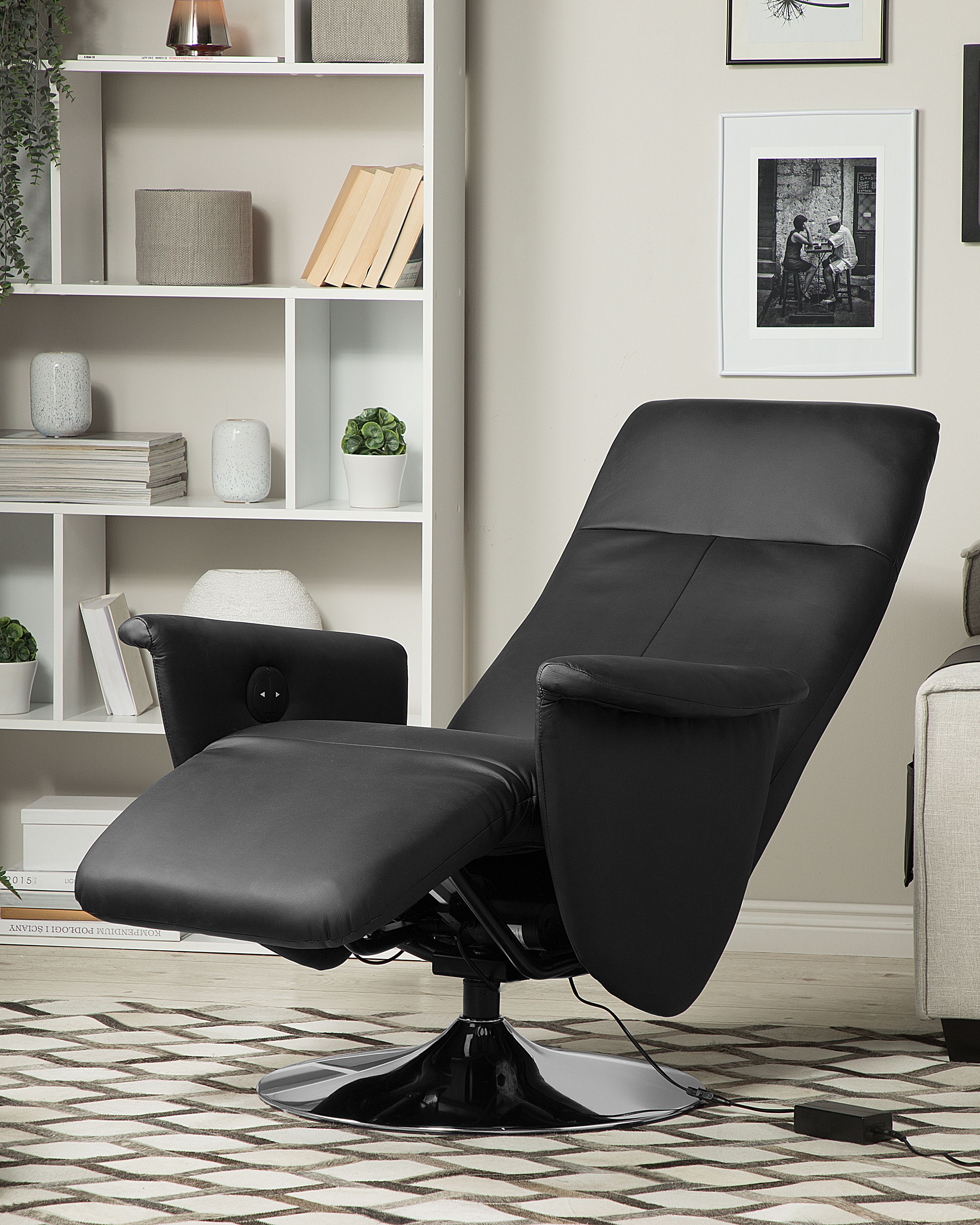 Recliner Chair PRIME with Footrest Faux Leather Black