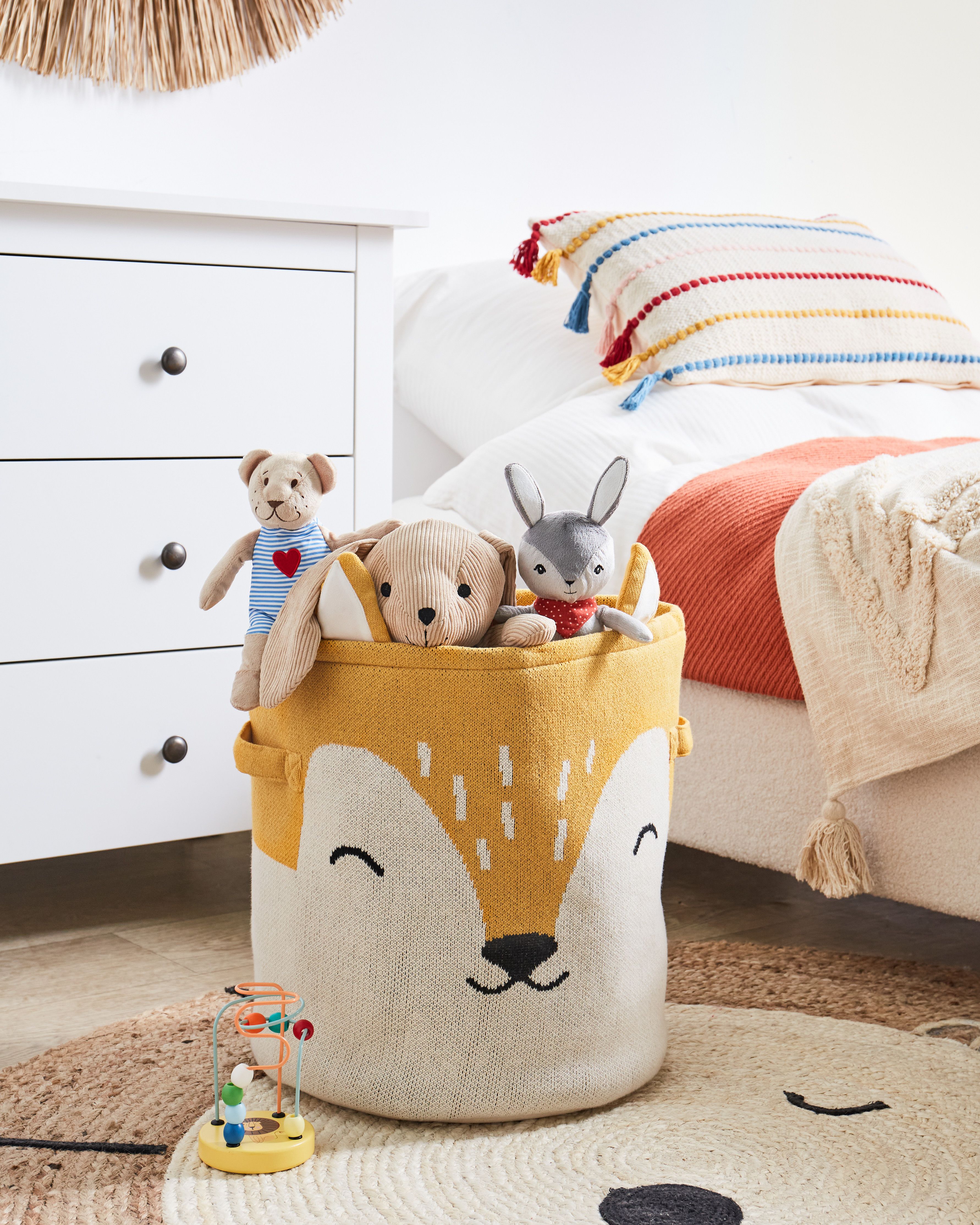 Kids Basket Fox HARRORI Cotton Beige