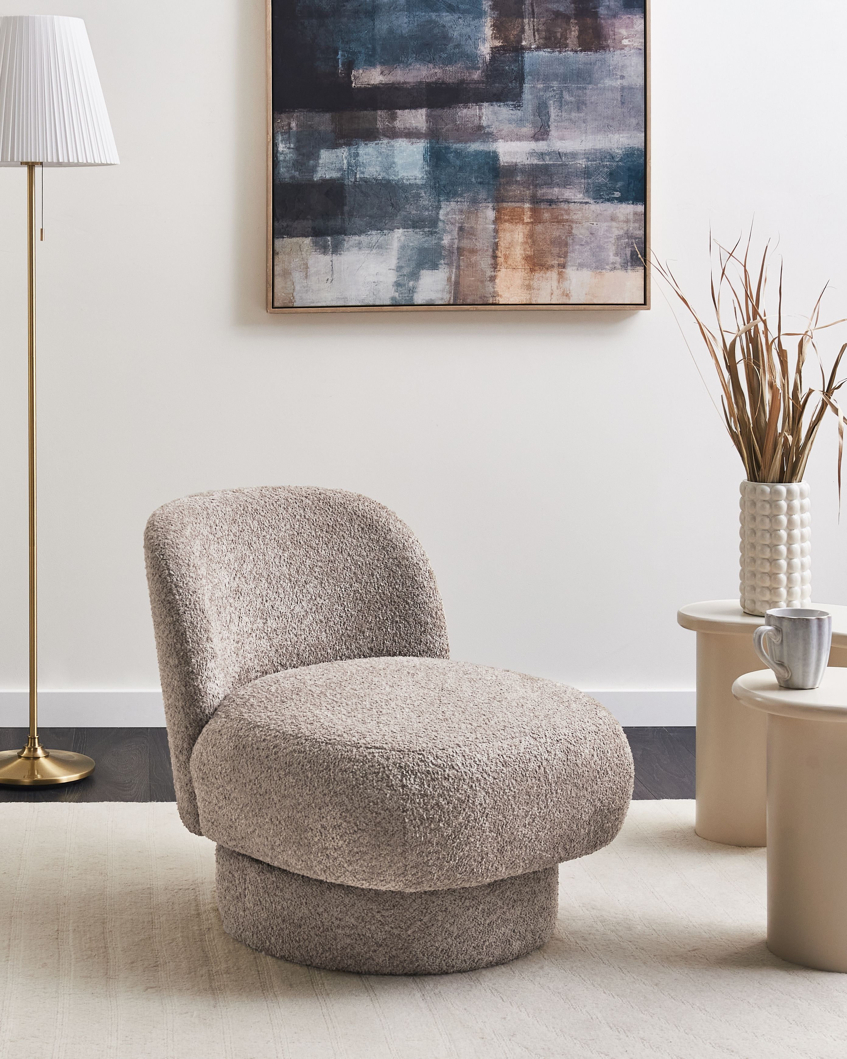 Swivel Armchair AYLO Boucle Taupe