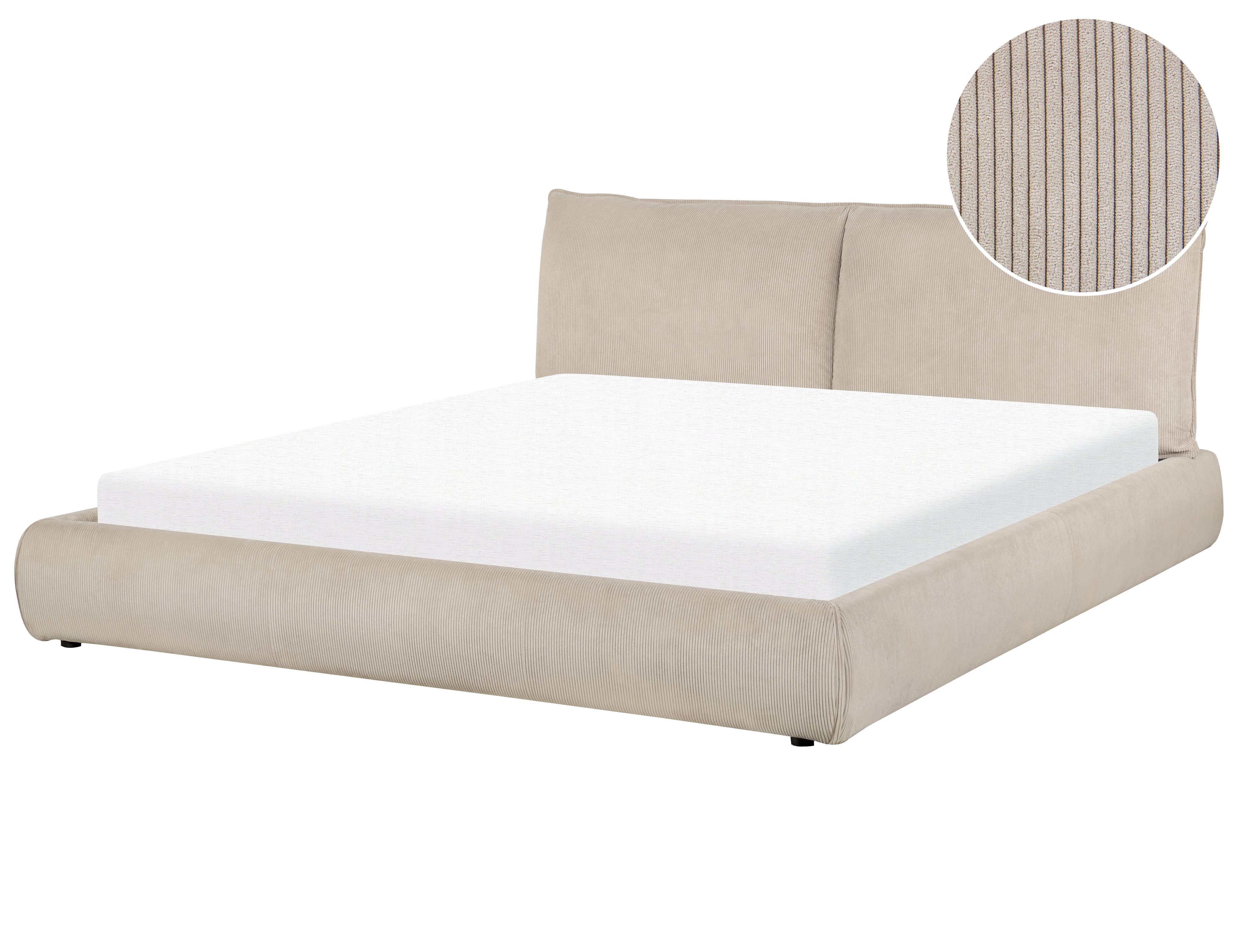 Bed Corduroy VINAY 180 x 200 cm (EU Super King) Taupe