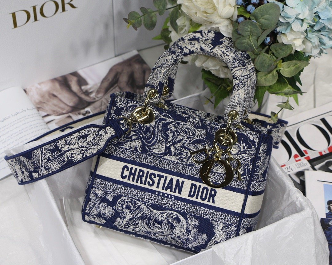 Christian Dior Medium Lady D-Lite Bag Blue, For Women, Women’s Handbags 24cm/9.5in CD M0565ORGO_M9281:1High-quality replica