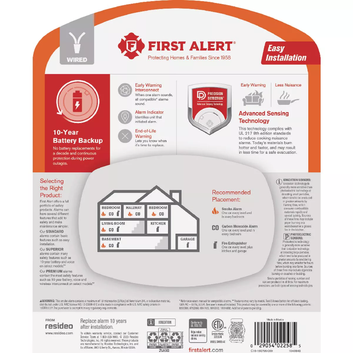 First Alert SMI105-AC Interconnect Hardwire Ionization Smoke Alarm with 10-Year Battery Backup