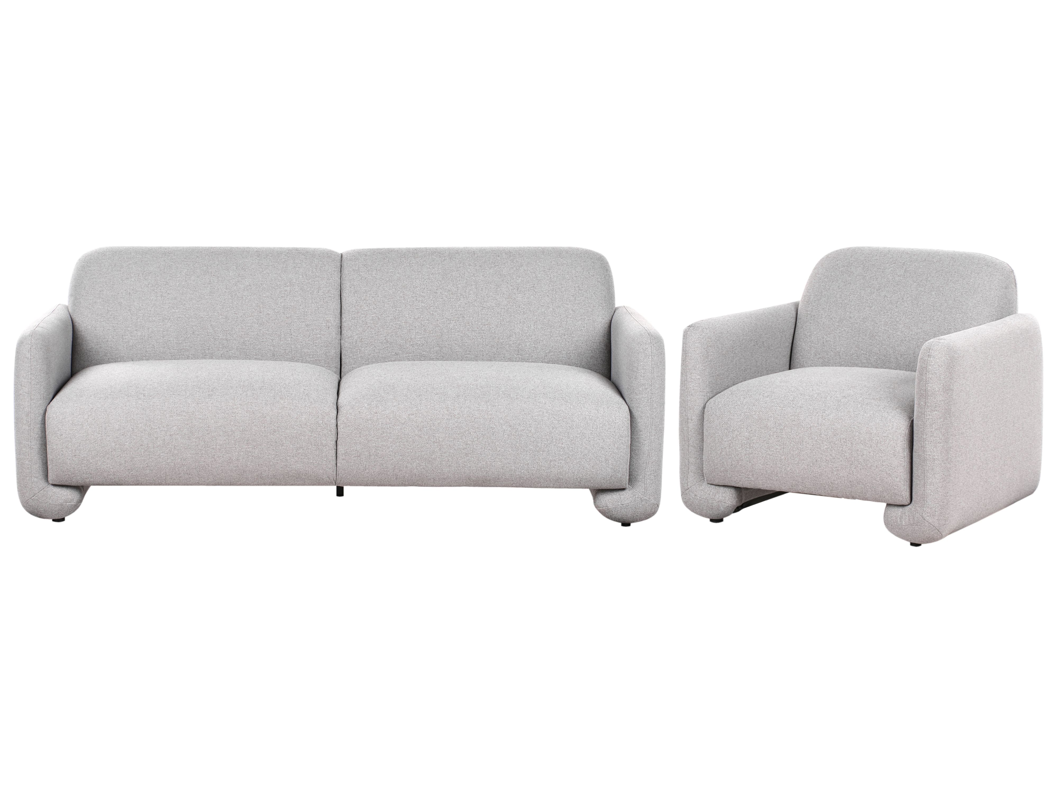 Living Room Set 4 Seater SALAND Fabric Grey