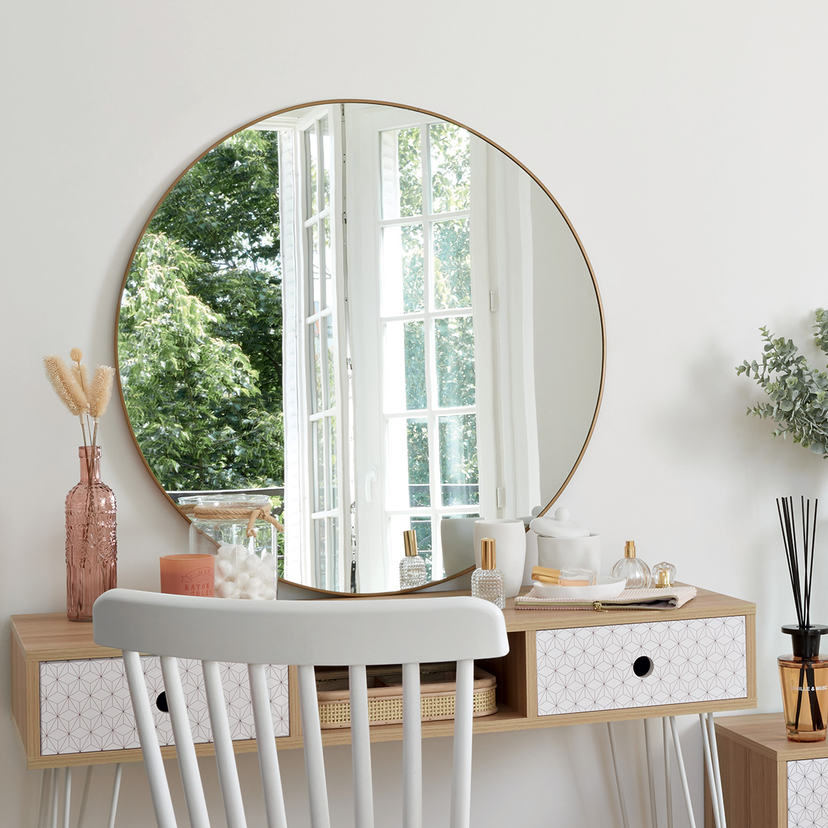 Mirror "Alice" Gilt metal, D.76 cm