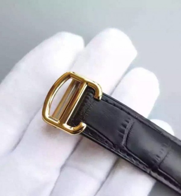 Replica Cartier Ballon Bleu 40mm YG Diamonds Bezel White Dial Leather Strap MIYOTA9015 - Top club