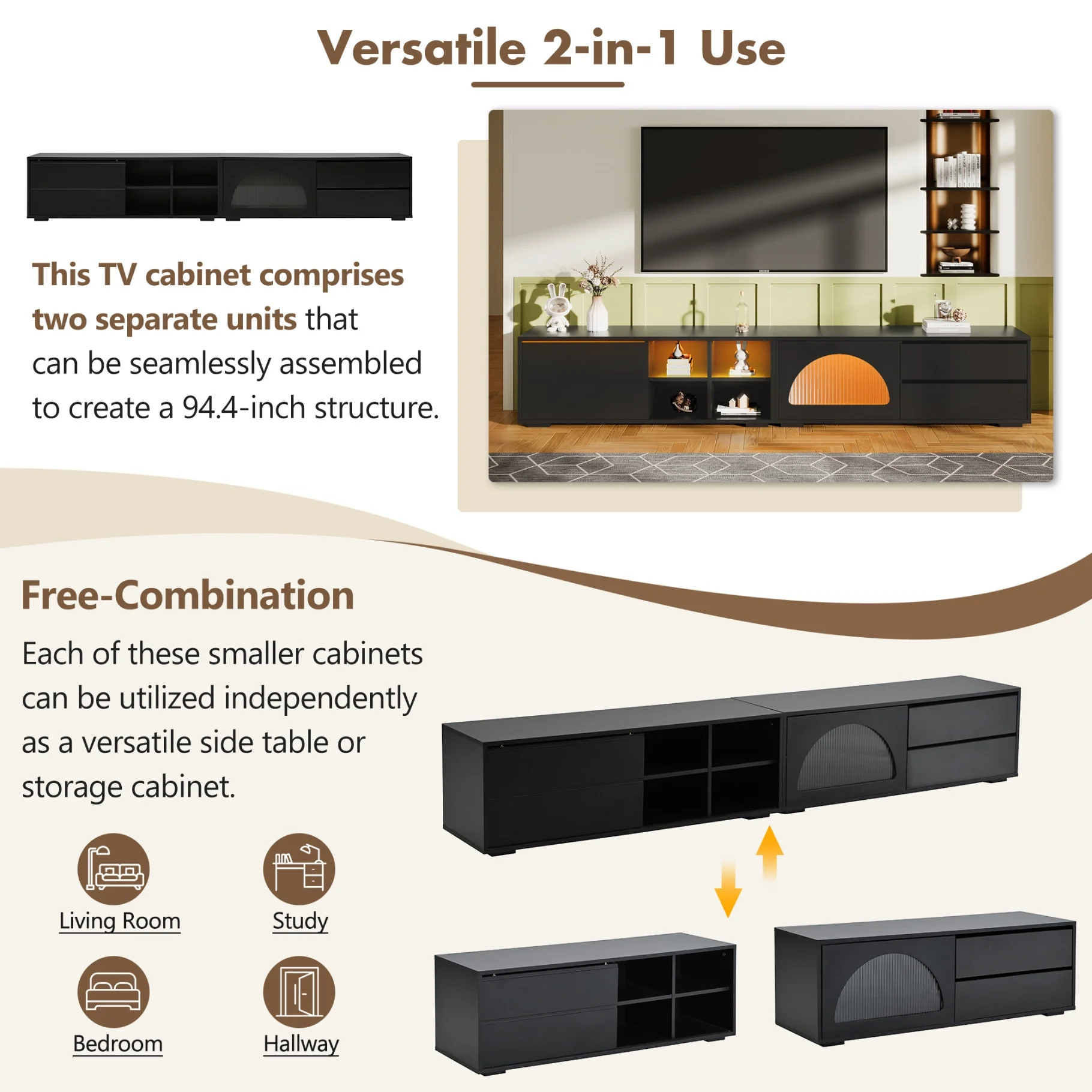 2-in-1 TV Stand for TVs up to 100