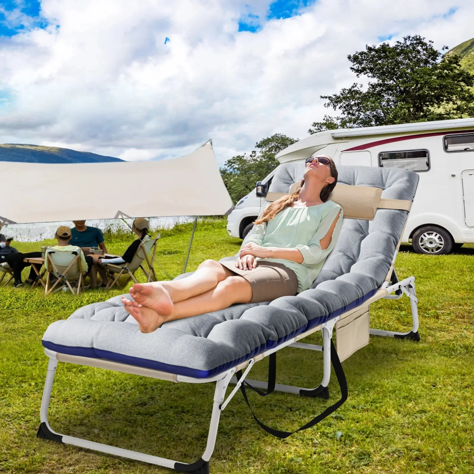Slsy 5-Position Adjustable Folding Lounge Chair And Cot - 75.2" x 25.6" x 11.8" - Image 109 Slsy 5-Position Adjustable Folding Lounge Chair And Cot - 75.2" x 25.6" x 11.8" - Image 109